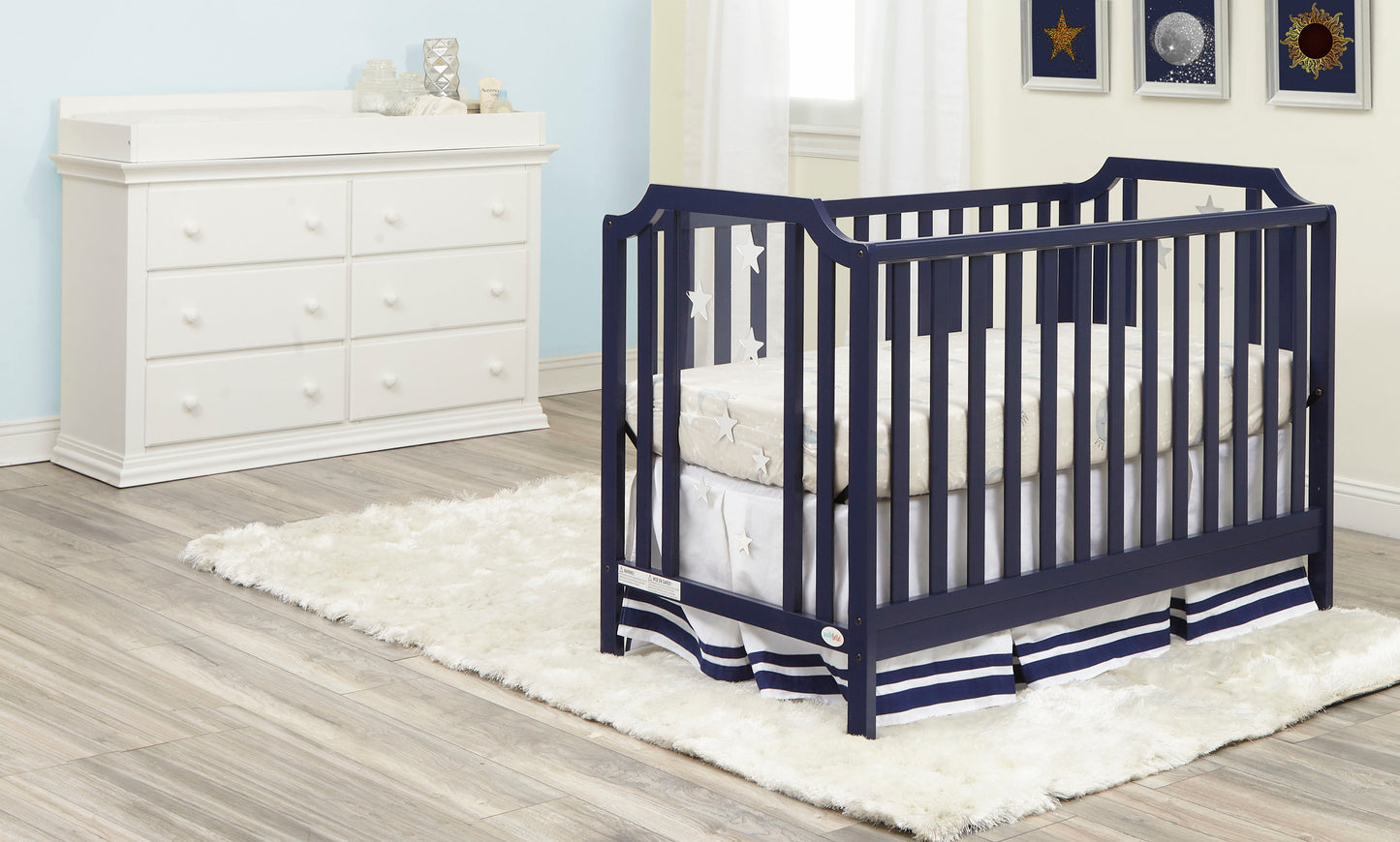 Celeste - 3 In 1 Convertible Island Crib - Navy Blue