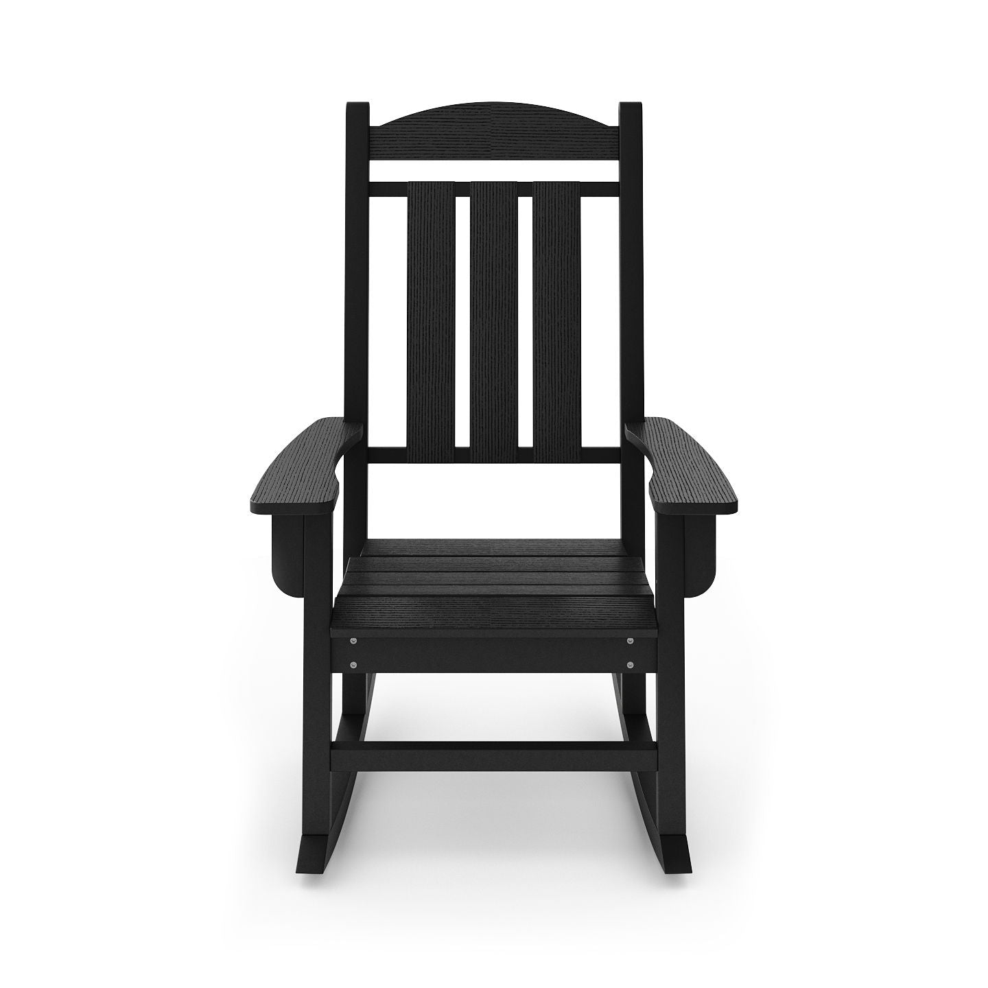 Traditional Porch Rocker Classic HDPE Poly Lumber For Porch, Patio, And Garden Comfort - Black