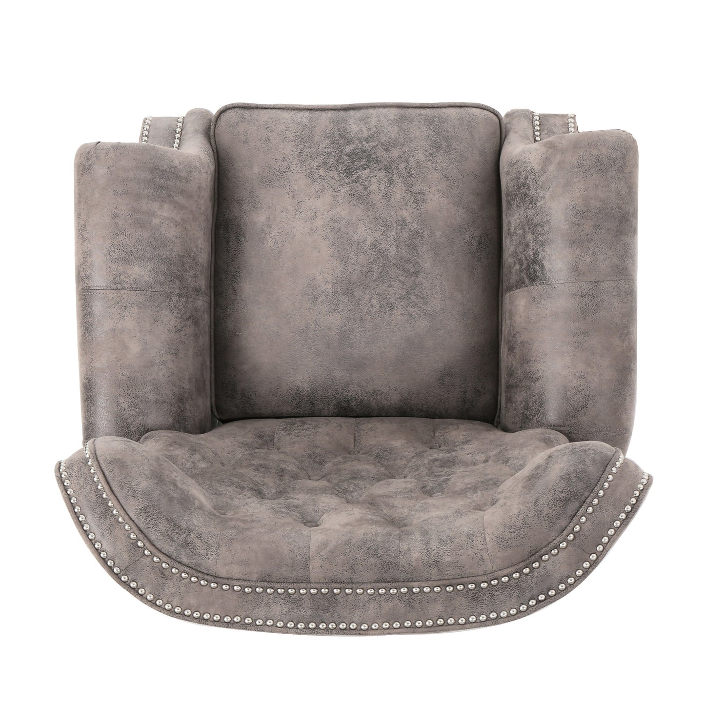 Accented Push Back Recliner Chair With Rolled Arms, Cocooning Comfort - Brown Gray