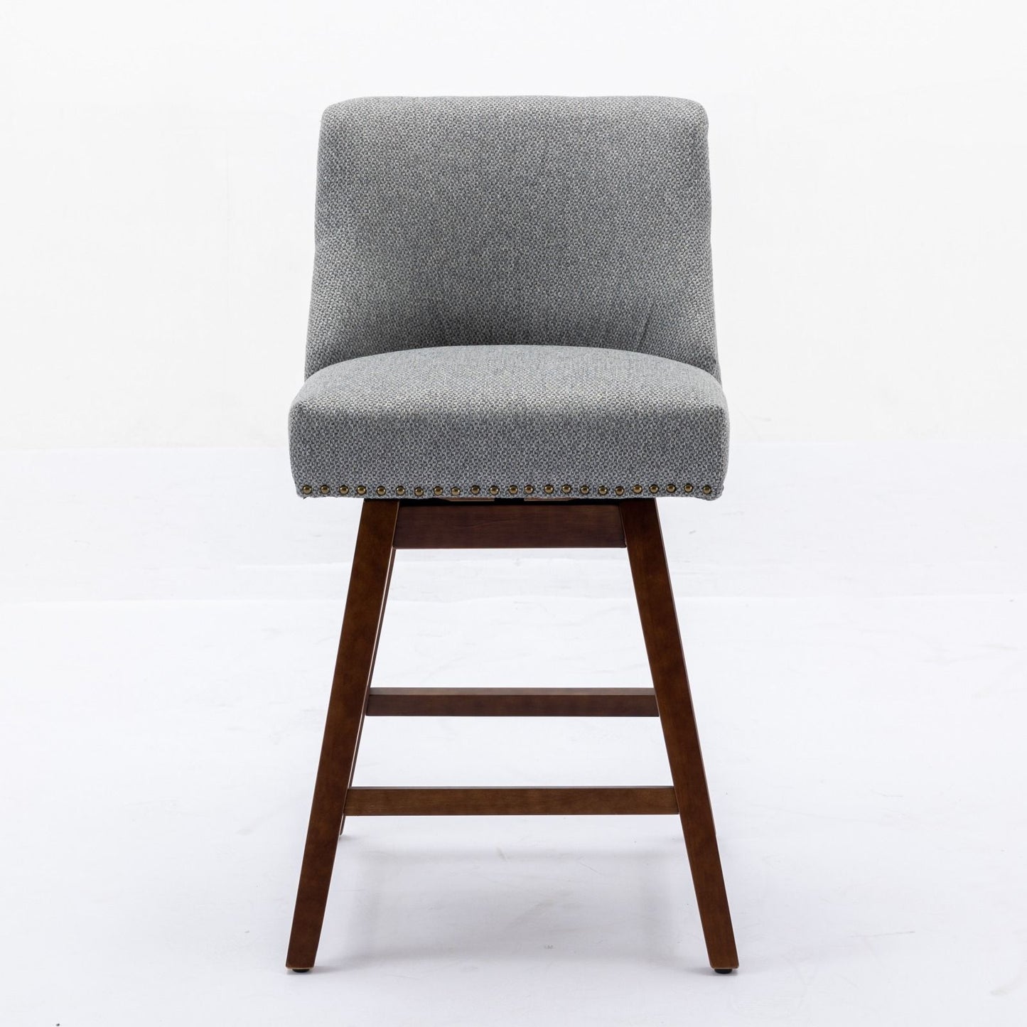 Counter Height Swivel Barstools, 26'' H Seat Height Upholstered Bar Stools (Set of 2), Fabric - Gray