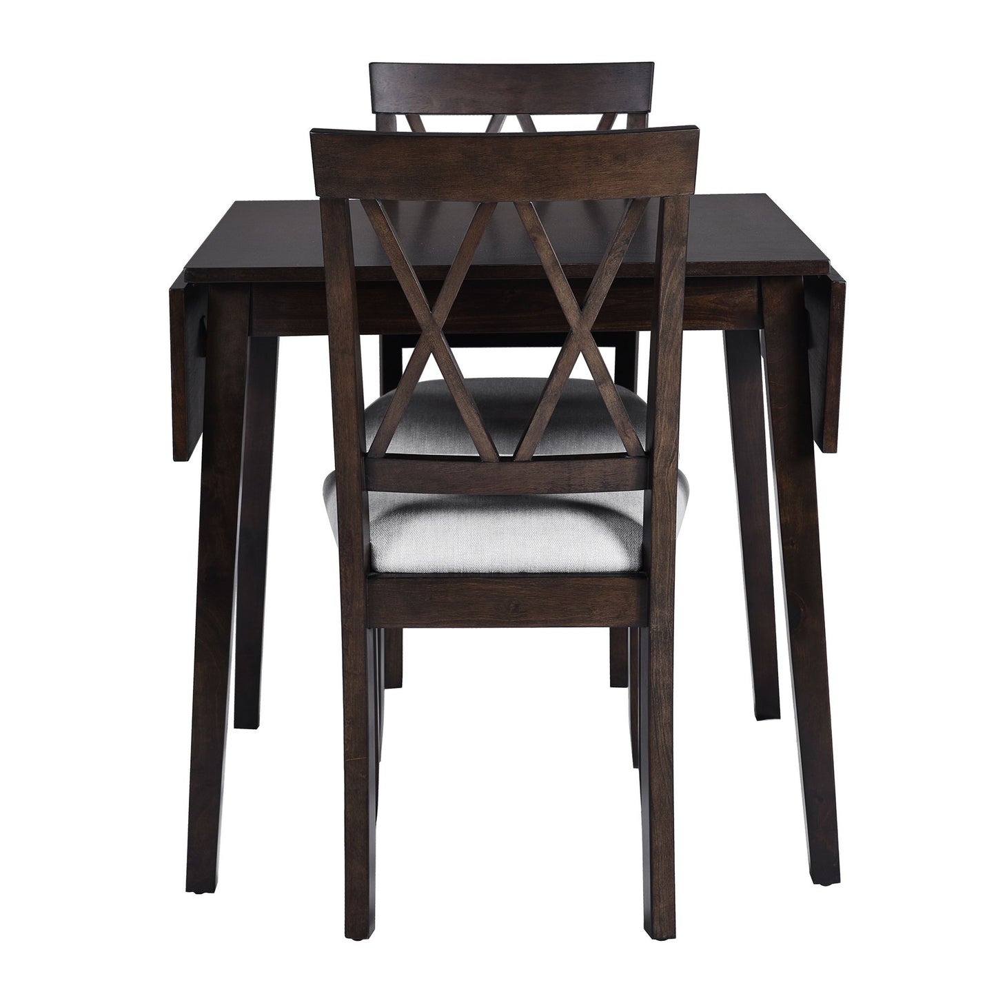 3 Piece Kitchen Dining Set With Drop Leaf Dining Table And 2 Dining Upholstered Chairs, Dining Room Set For Small Places - Espresso