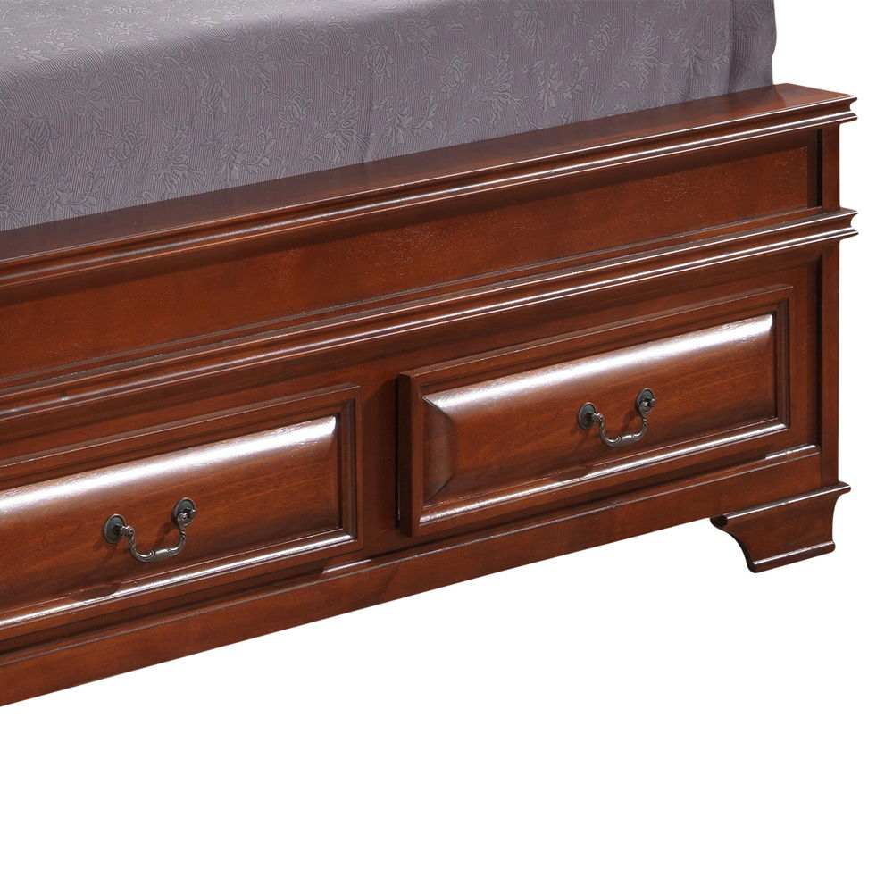 Queen Storage Bed Elegant Transitional - Oak