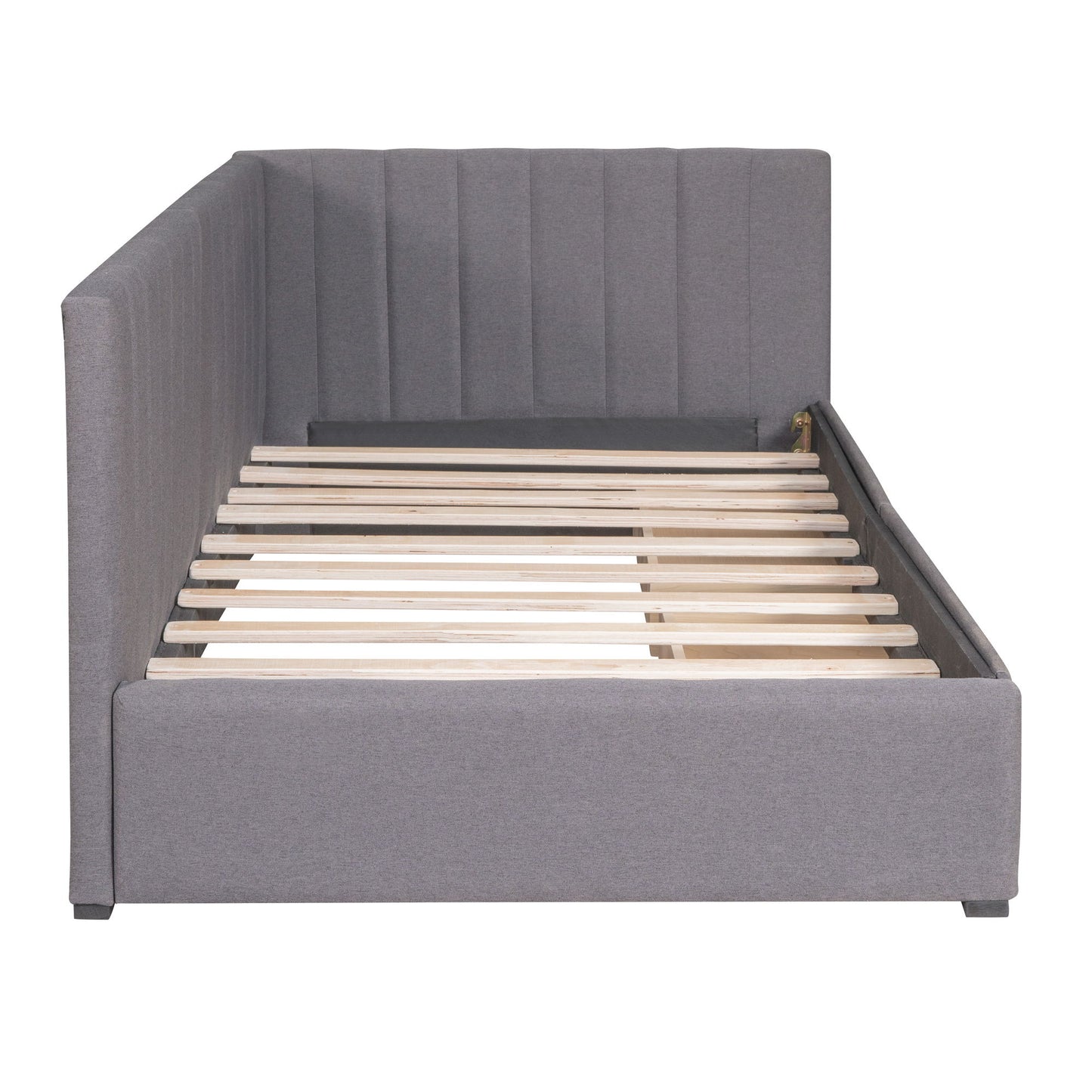Twin Size Upholstered Daybed With 2 Storage Drawers, Sofa Bed Frame No Box Spring Needed - Gray