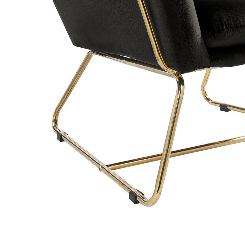 Keira - Velvet Accent Chair With Metal Base - Black