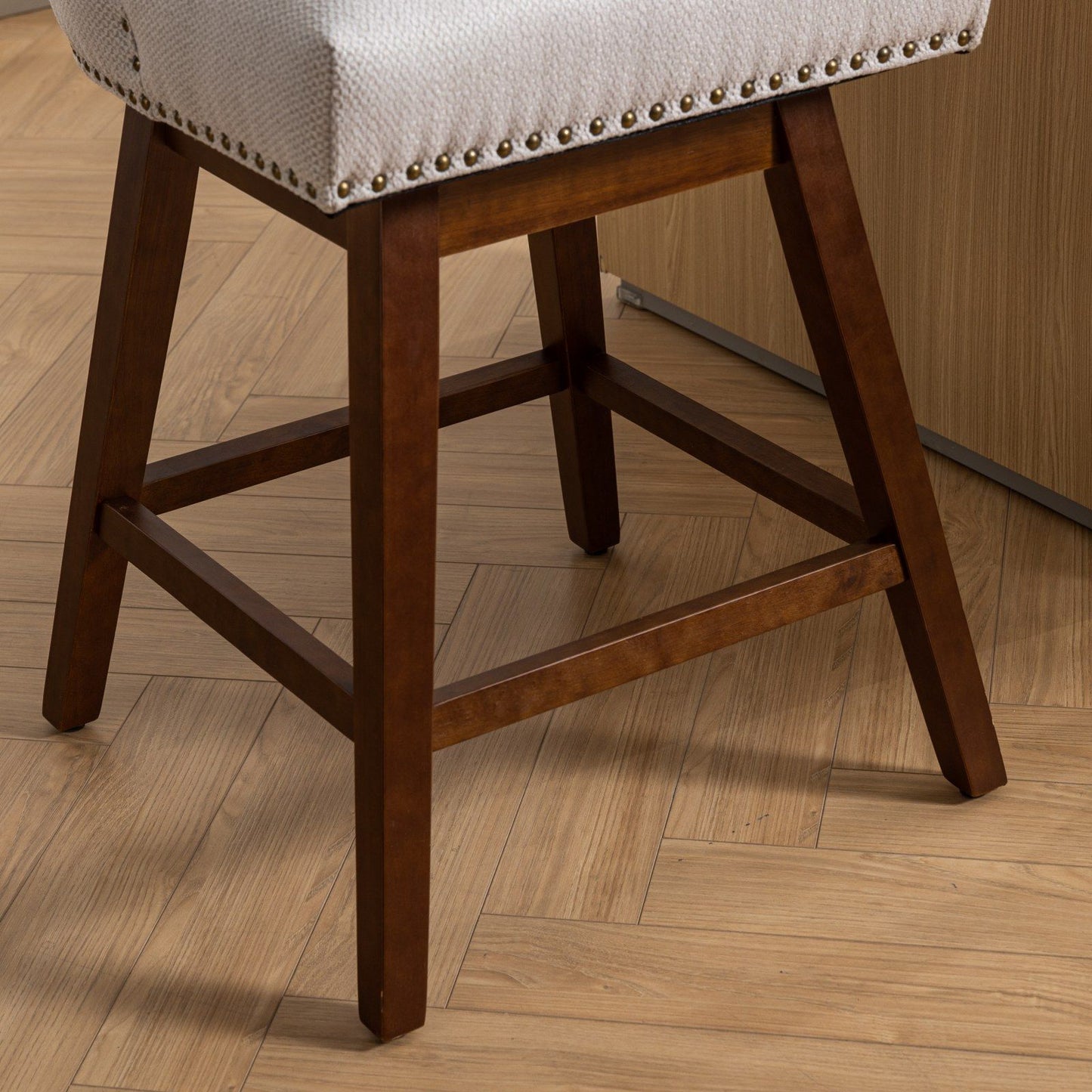 Counter Height Swivel Barstools, Upholstered Bar Stools (Set of 2) - Ivory