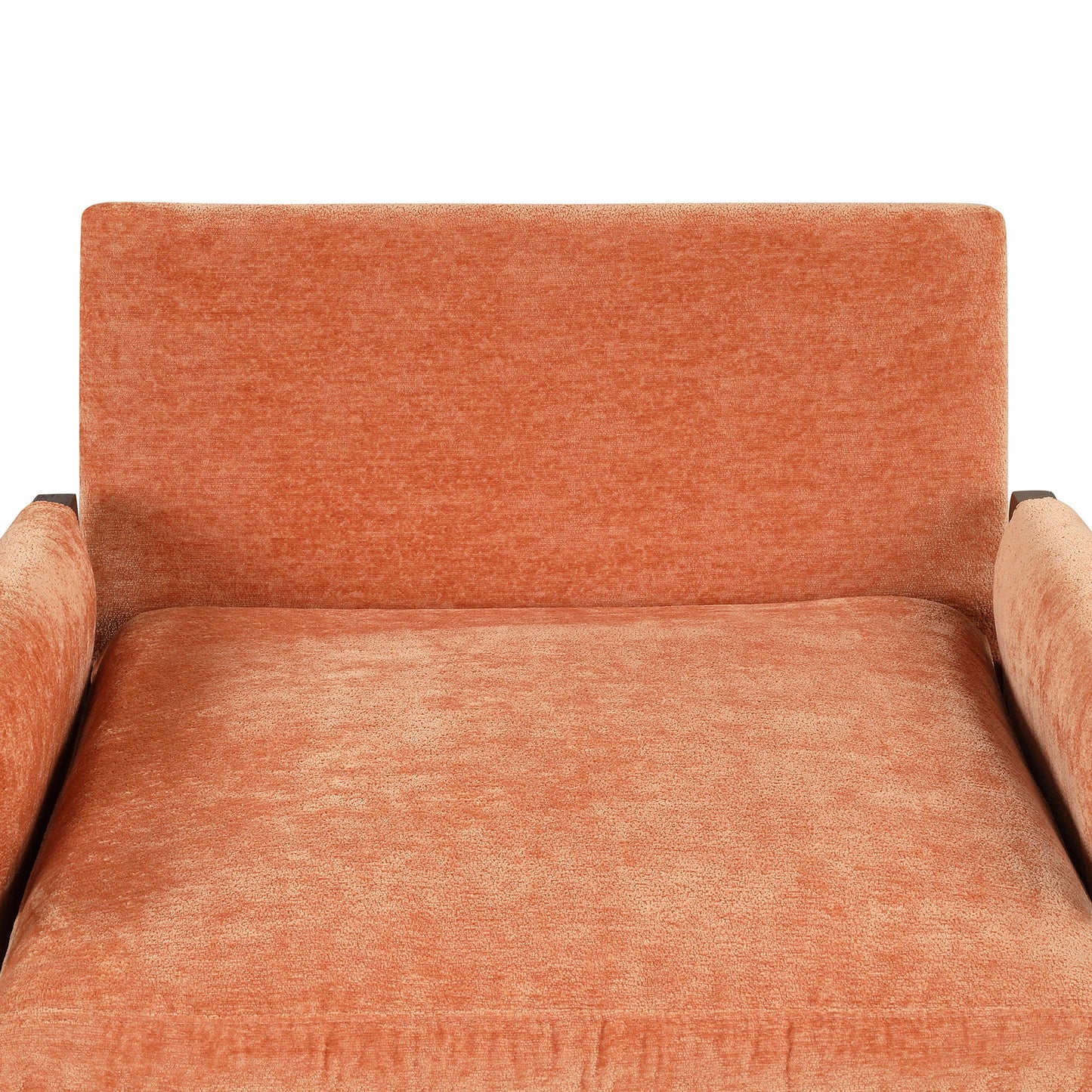Mid-Century Modern Velvet Accent Chair, Leisure Chair With Solid Wood And Thick Seat Cushion For Living Room, Bedroom, Studio - Orange