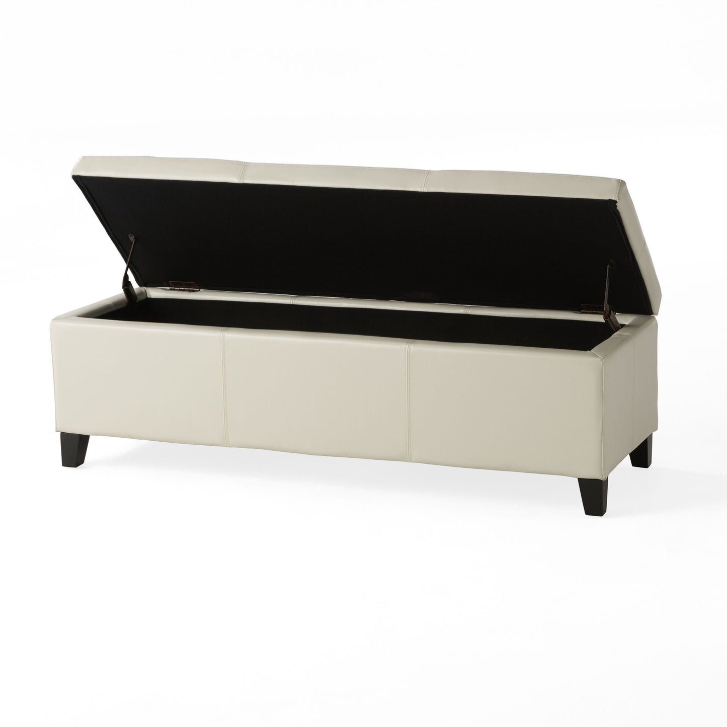 Glouster - Storage Ottoman With Leather Upholstery - Ivory