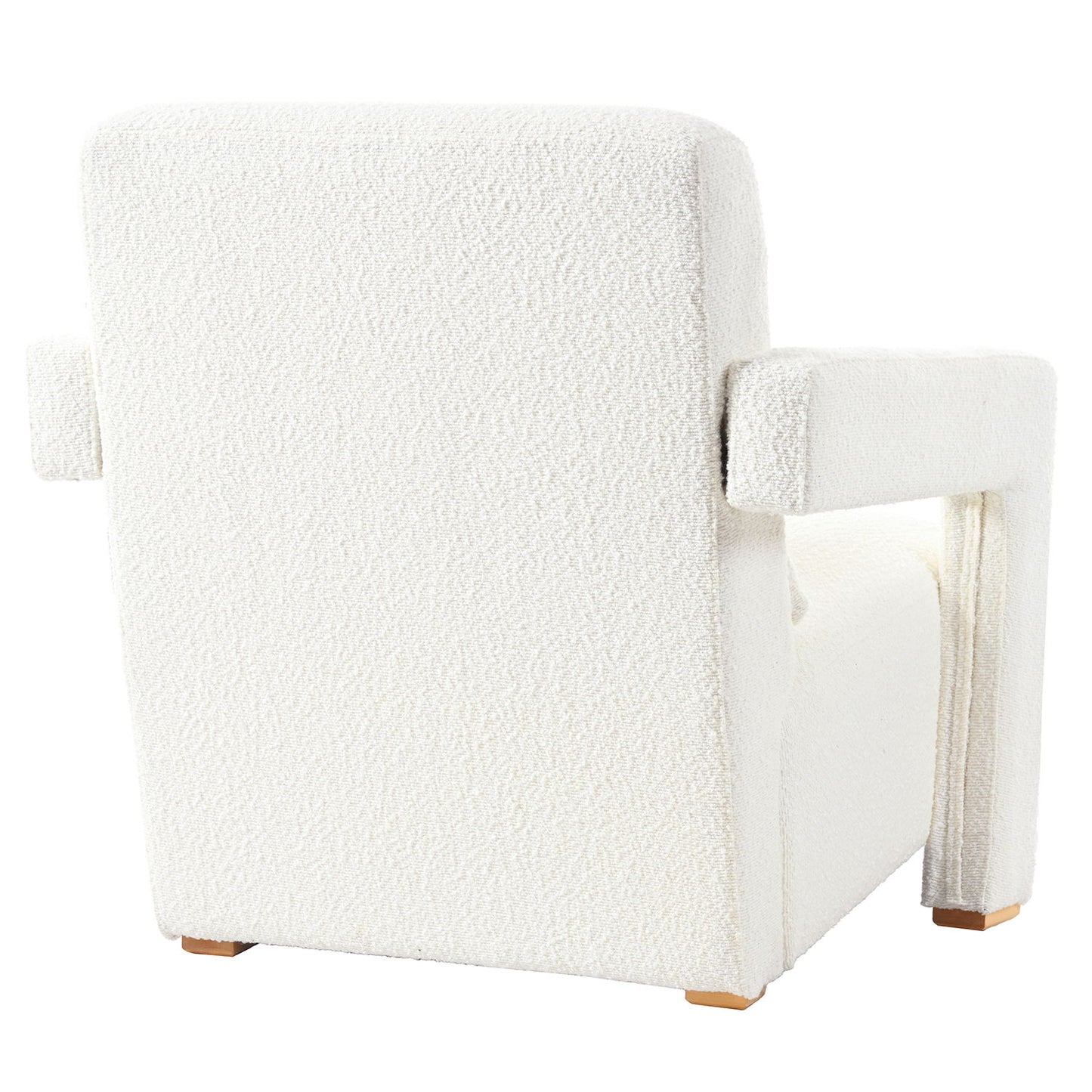 Sleek Right Angle Armrests, Ergonomic Lumbar Support, Square Wooden Block Legs, Inclined Seat For Comfort, Artistic Statement Piece For Living Room, Bedroom And Study - White