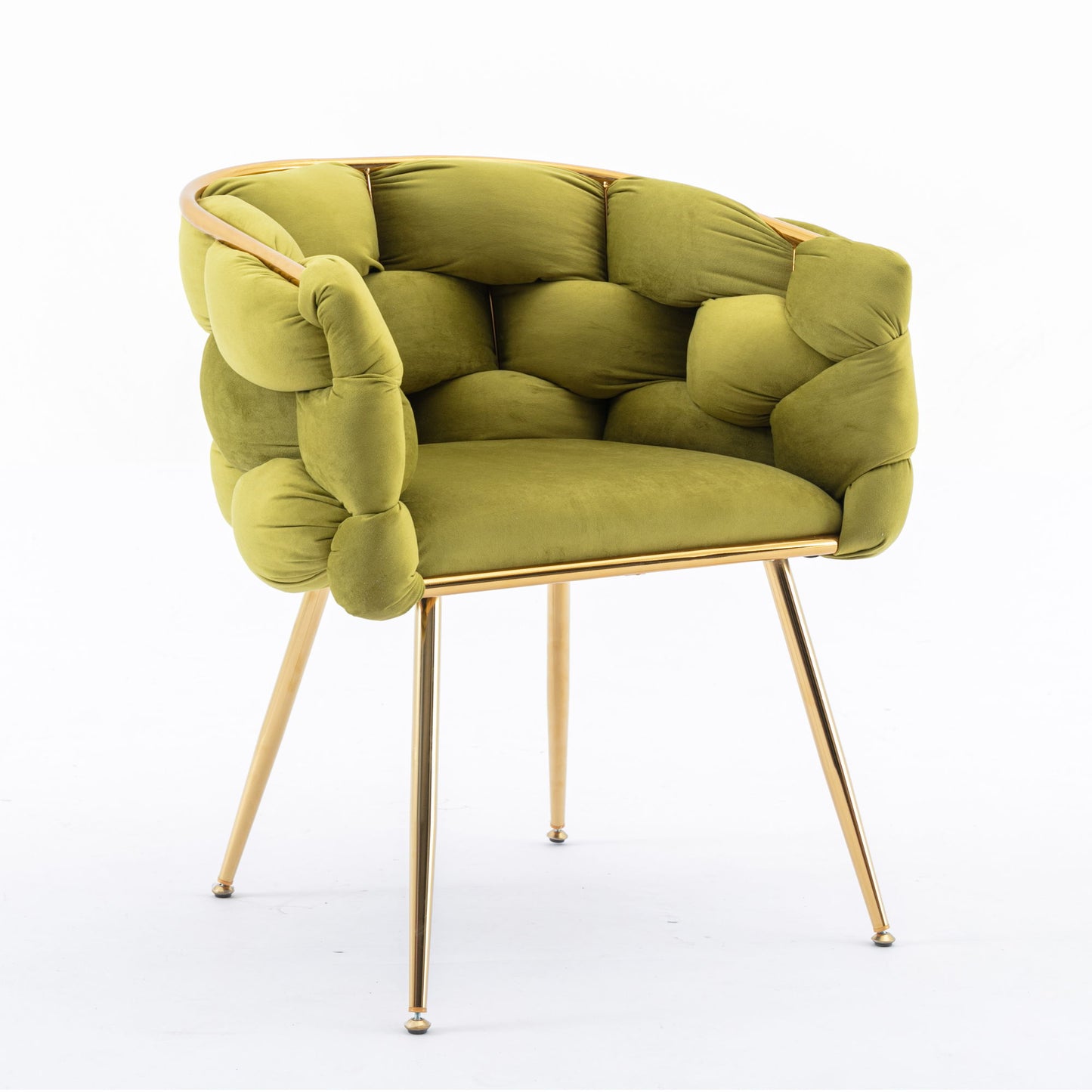 Luxury Modern Simple Leisure Velvet Single Sofa Chair Bedroom Lazy Person Household Dresser Stool Manicure Table Back Chair - Olive Green