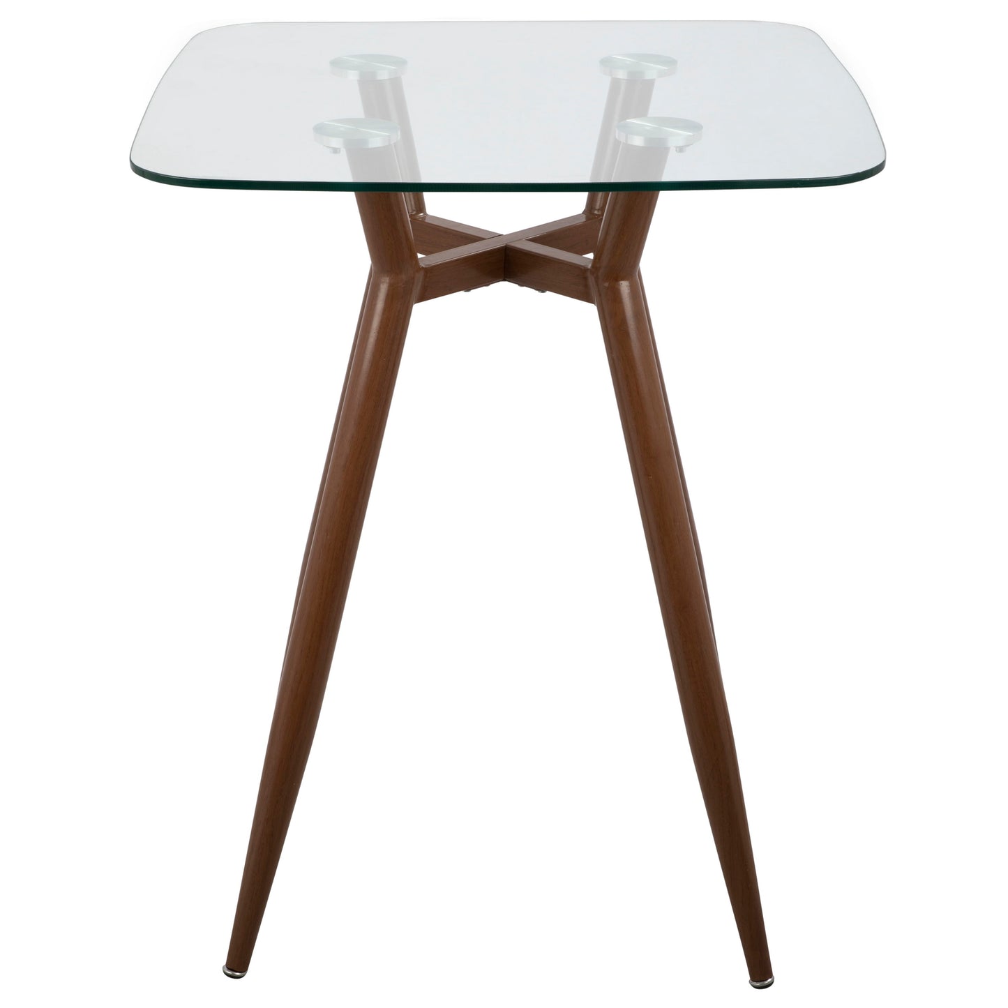 Clara - Mid-Century Modern Square Counter Table - Walnut / Clear