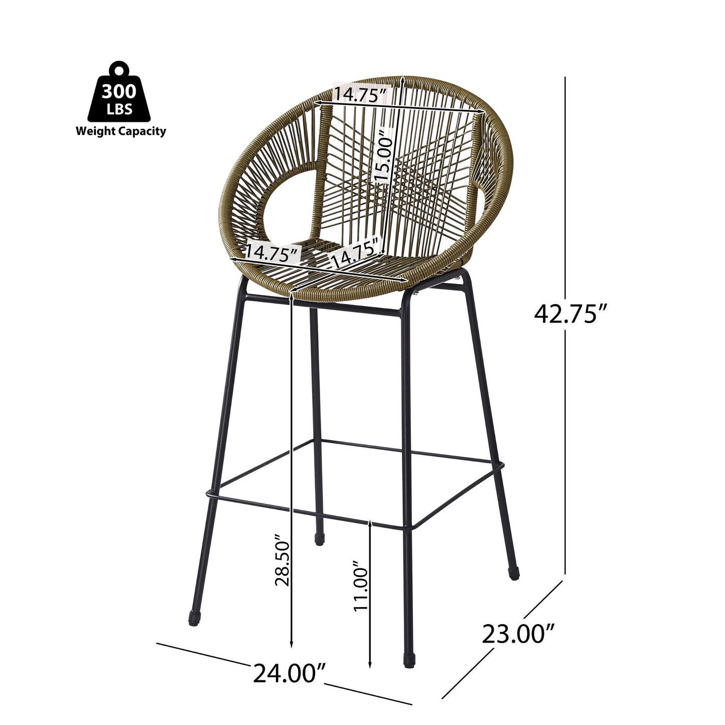 Ferrara - Outdoor Patio Barstool (Set of 2) - Green