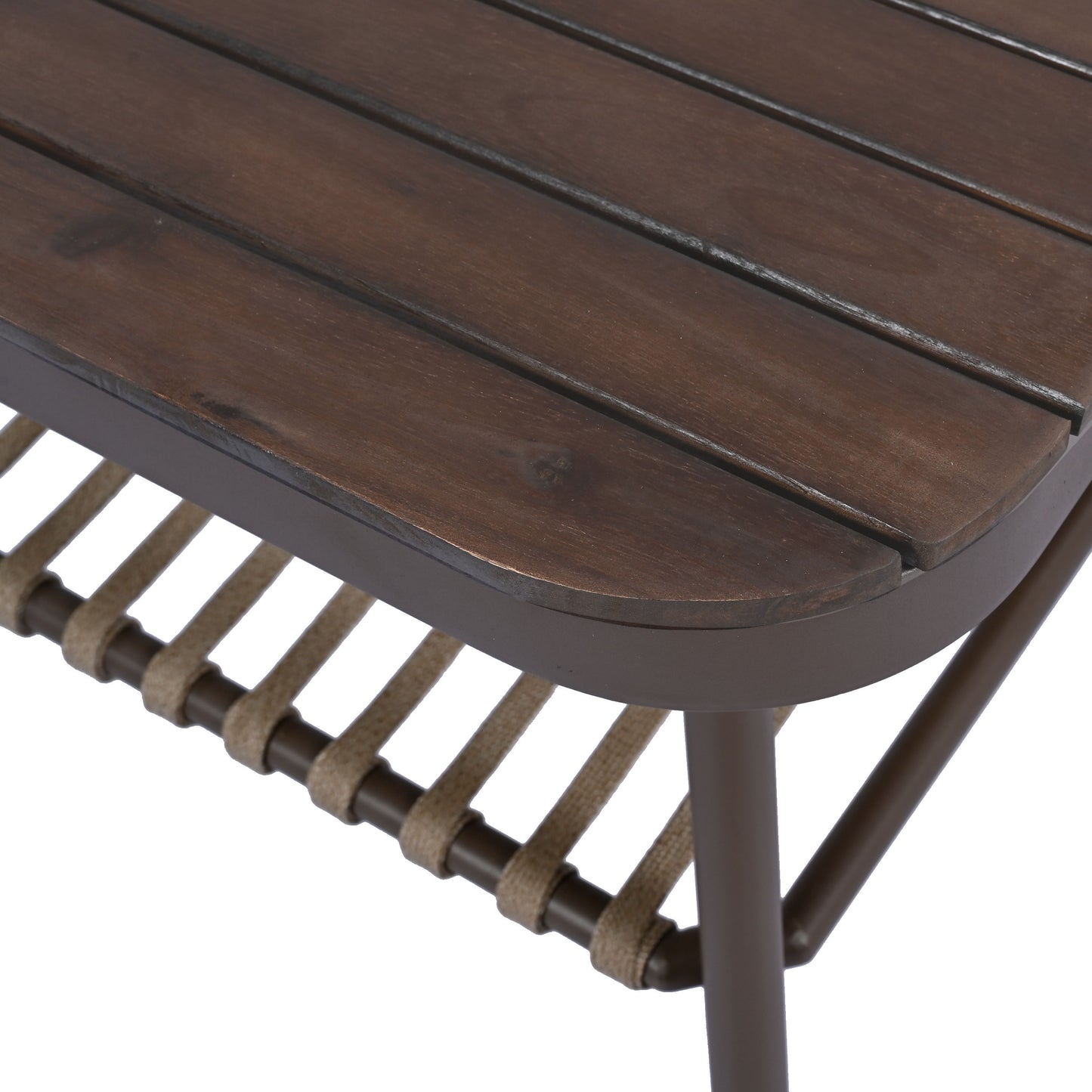 4 Piece Outdoor Patio Furniture Set, Metal Chairs With Woven Rope U Shaped Backrest, Outdoor Conversation Set With Thick Cushions And Coffee Table For Garden, Poolside, Balcony - Brown / Beige
