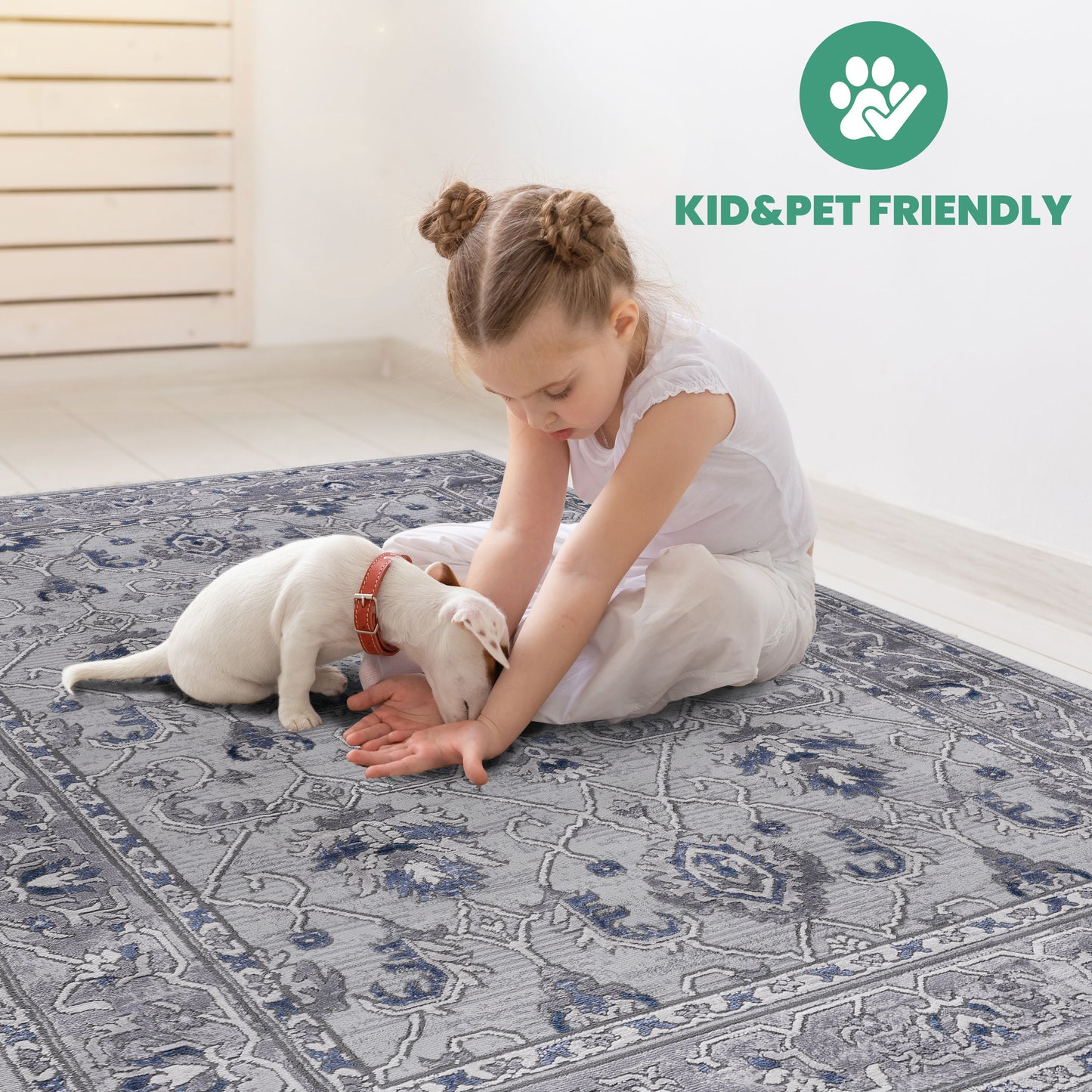 Marfi - 2' X 3' Bordered Area Rug - Blue / Ivory