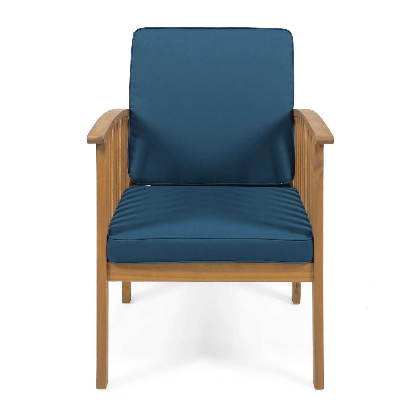 Casa Acacia Wood Club Chair (Set of 2) With Weather Resistant Cushions - Brown / Dark Teal