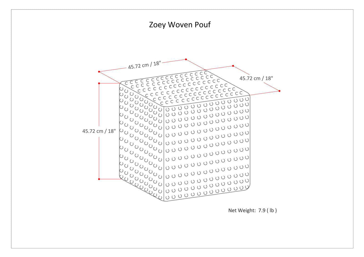 Zoey - Woven Cube Pouf - Silver