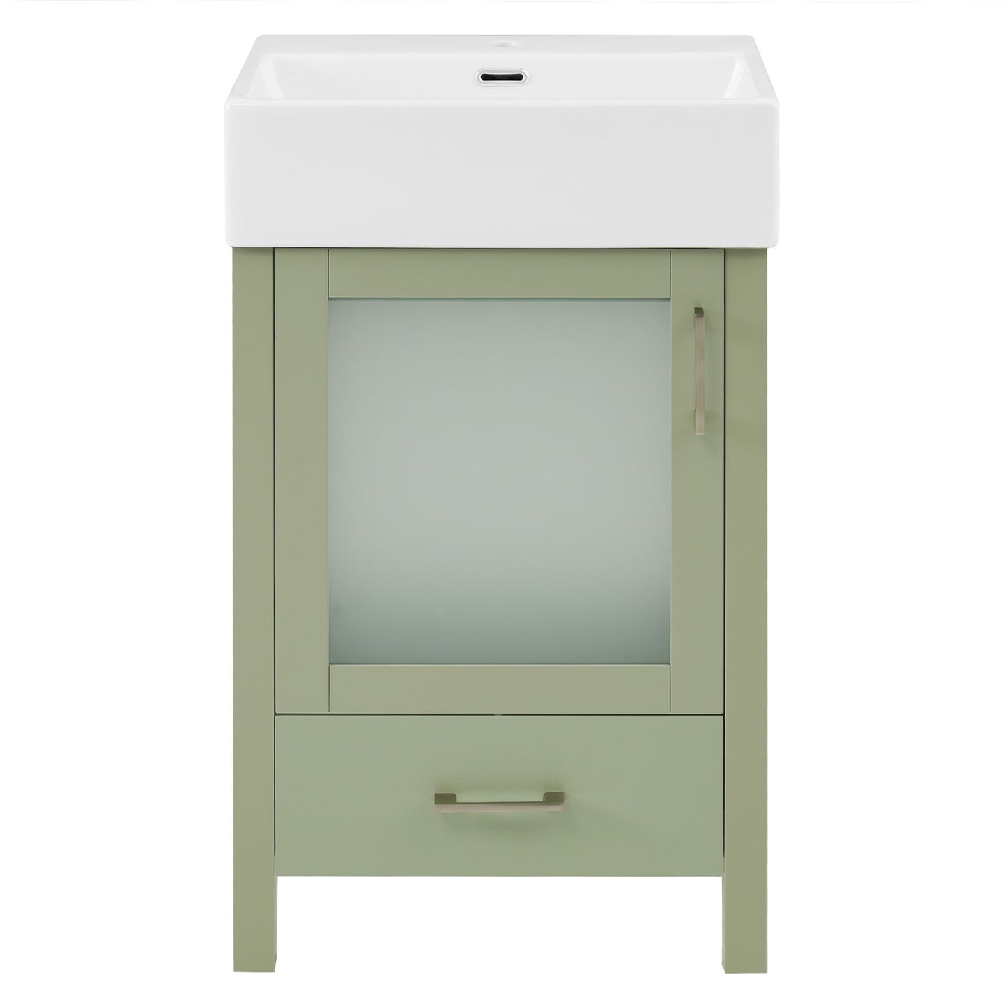 Bathroom Vanity With Ceramic Sink And Ample Storage, Ideal For Small Bathrooms - Green