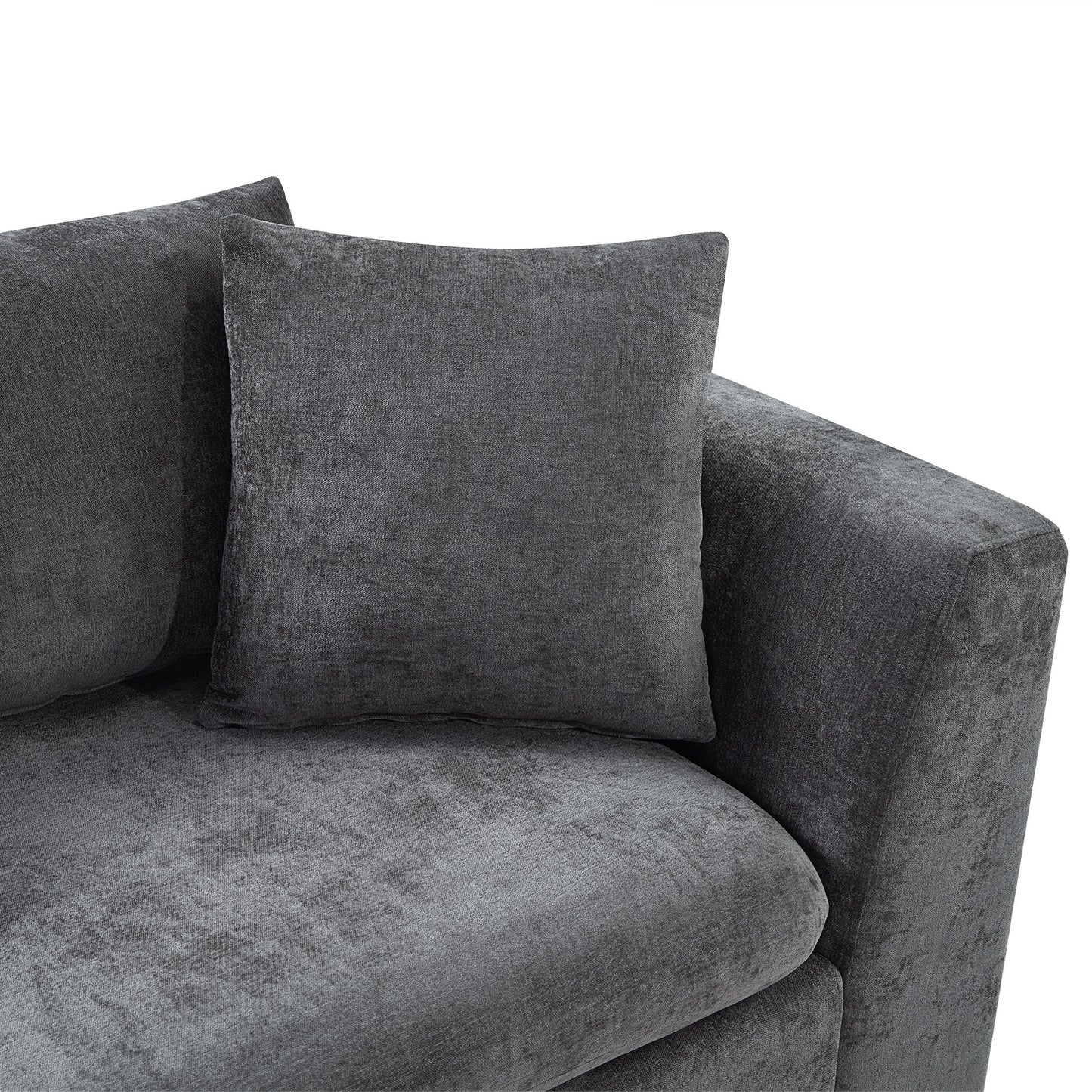 Modern L Shaped Sectional Sofa With Storage Chenille, Upholstered Couch - Gray