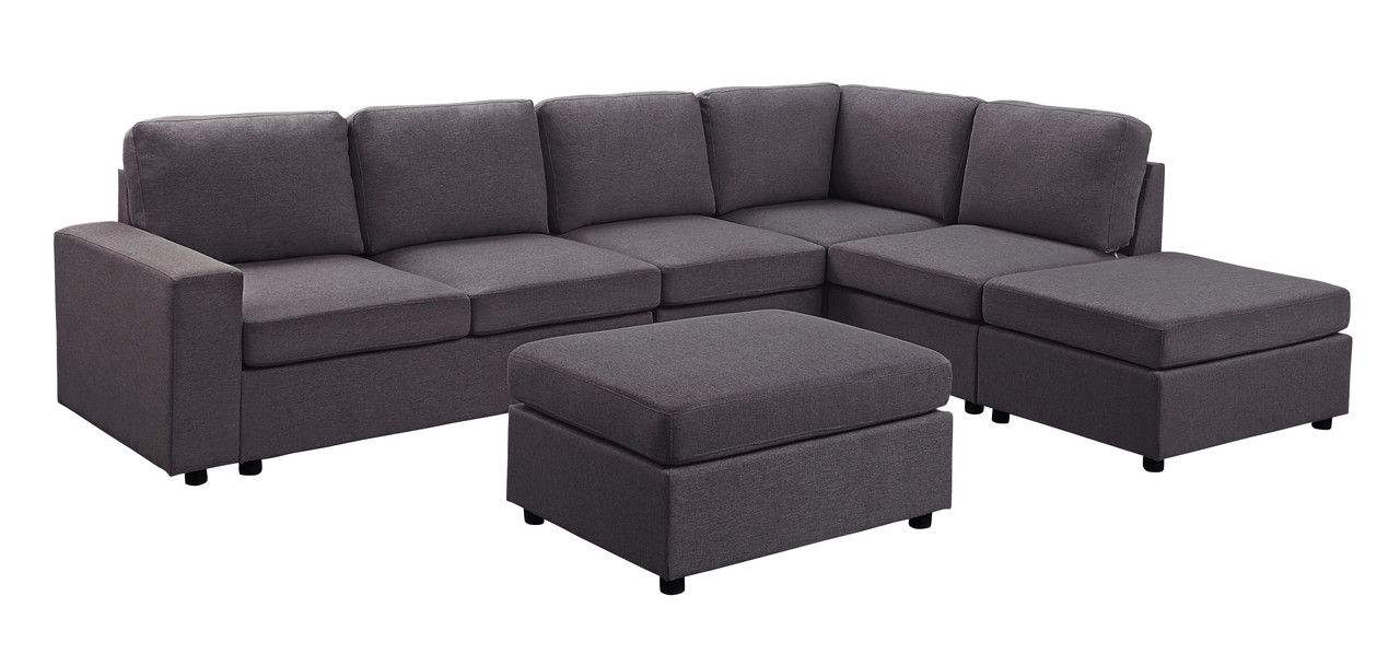 Cassia - Modular Sectional Sofa With Ottoman - Dark Gray