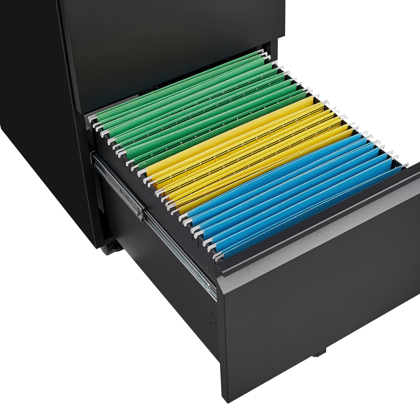 2 Drawer File Cabinet With Lock, Metal Under Desk Rolling Filing Cabinet Fits Letter / Legal / A4 Size For Home Office, Mobile Filing Cabinet - Black