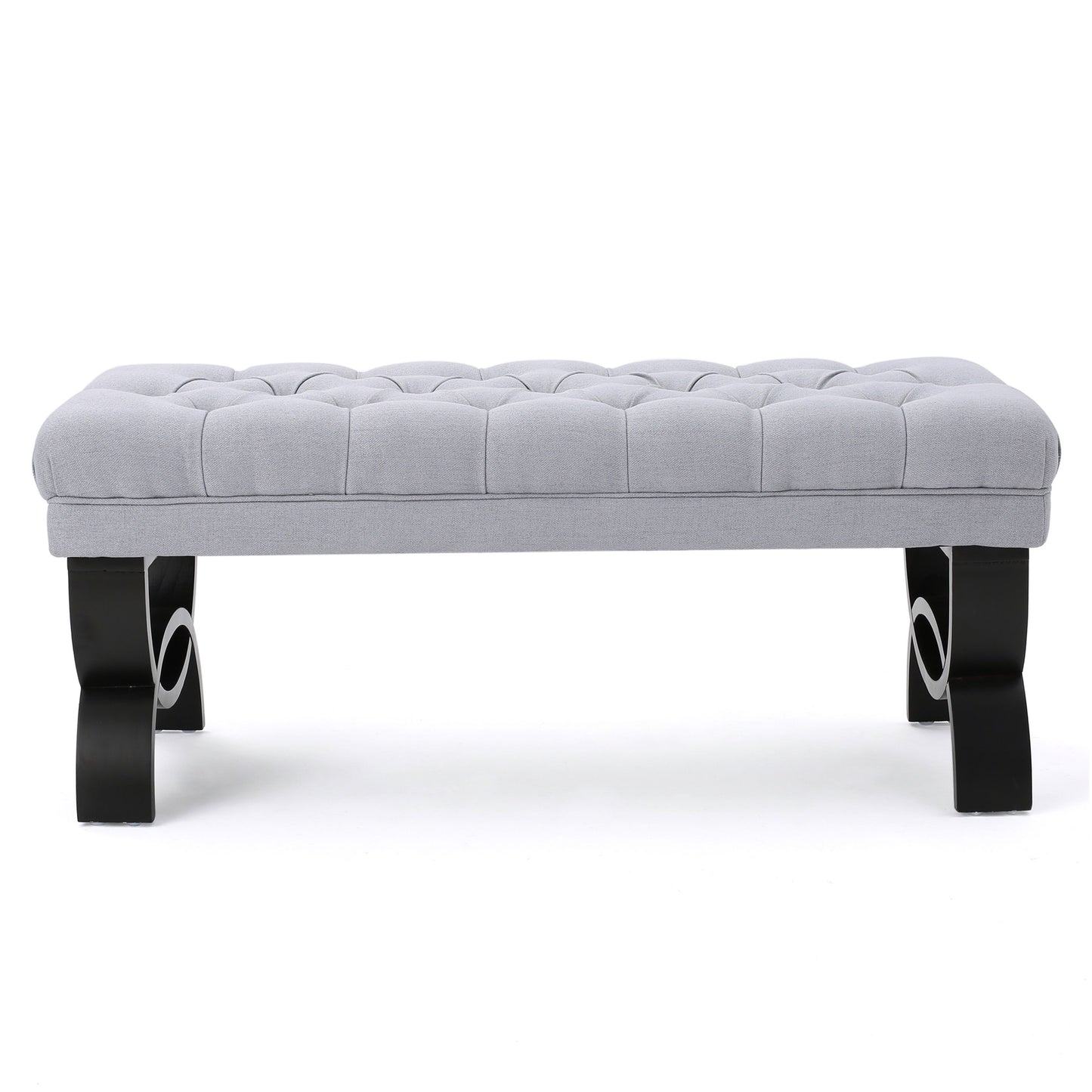 Hilton - Ottoman Bench With Classic Button Tufting - Light Gray