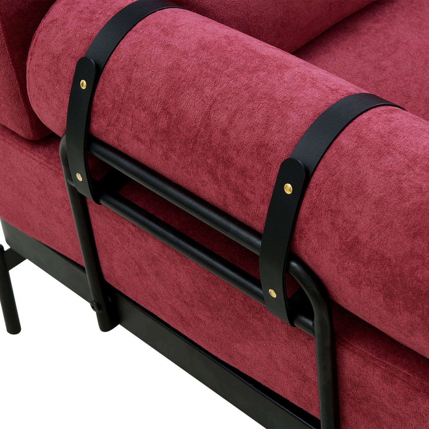 Modern Loveseat Sofa 59" Sofa Couch 2 Seater With USB Ports, Unique Cylindrical Armrests - Red