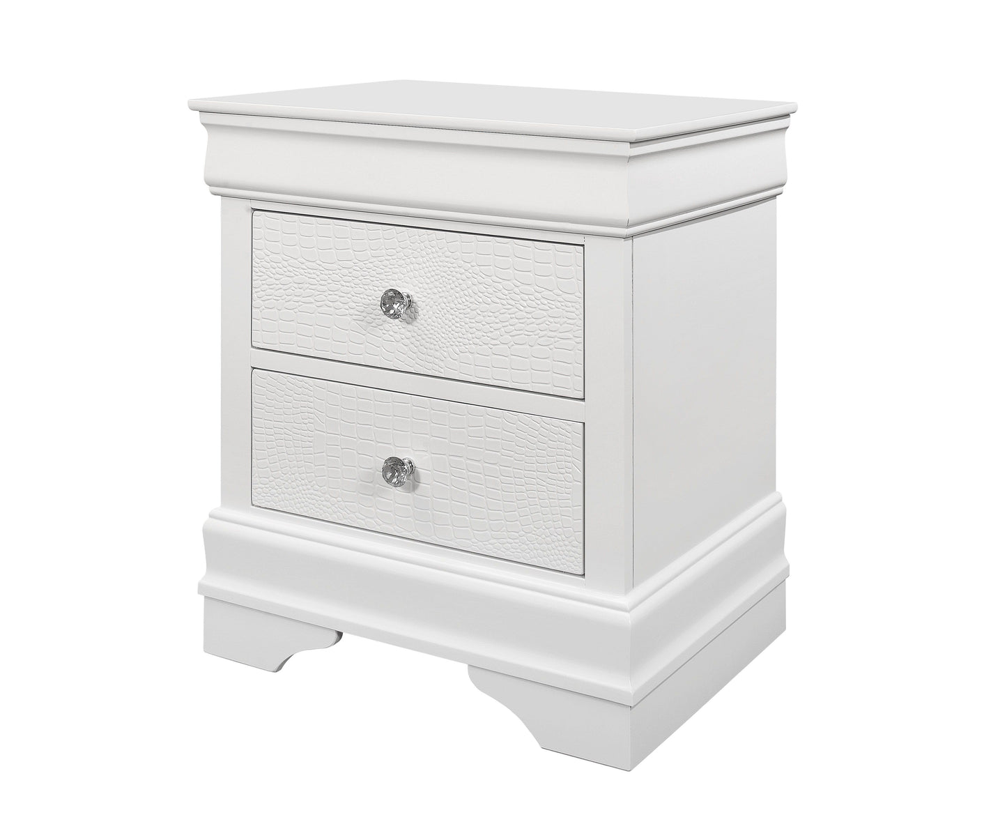 Shaker - Crocodile Metallic Nightstand - White