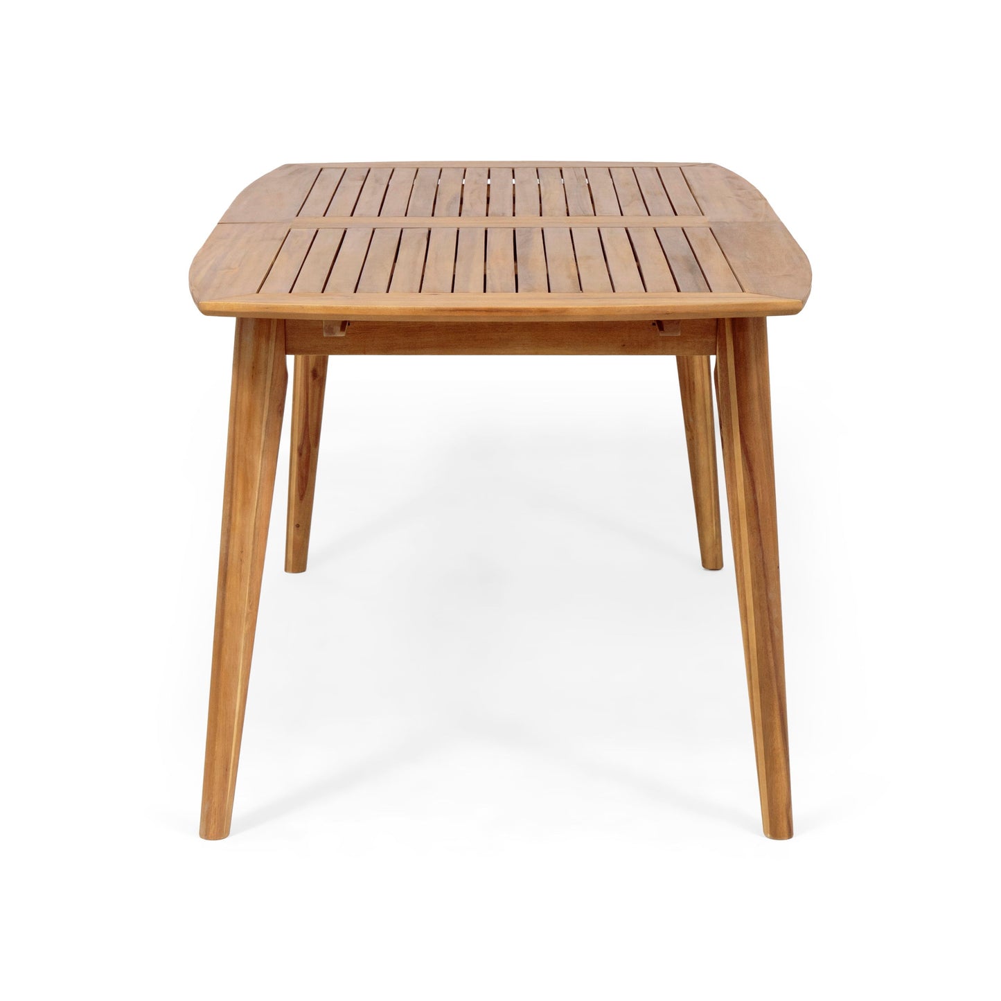 Modern Expandable Outdoor Dining Set With Stackable Chairs - White / Teak