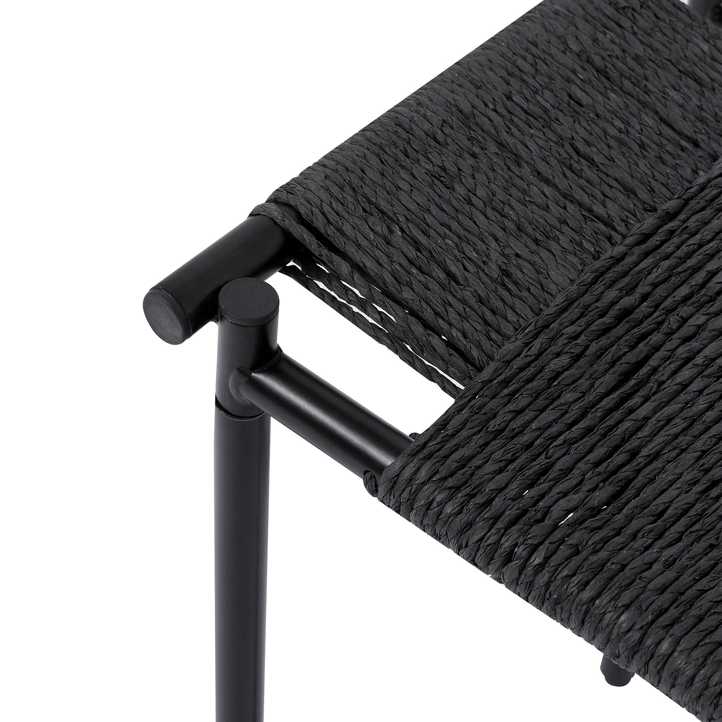 Handwoven Paper Rope Foot Rest Shoes Stools Ottomans For Entryway, Living Room, Bedroom & Office - Black