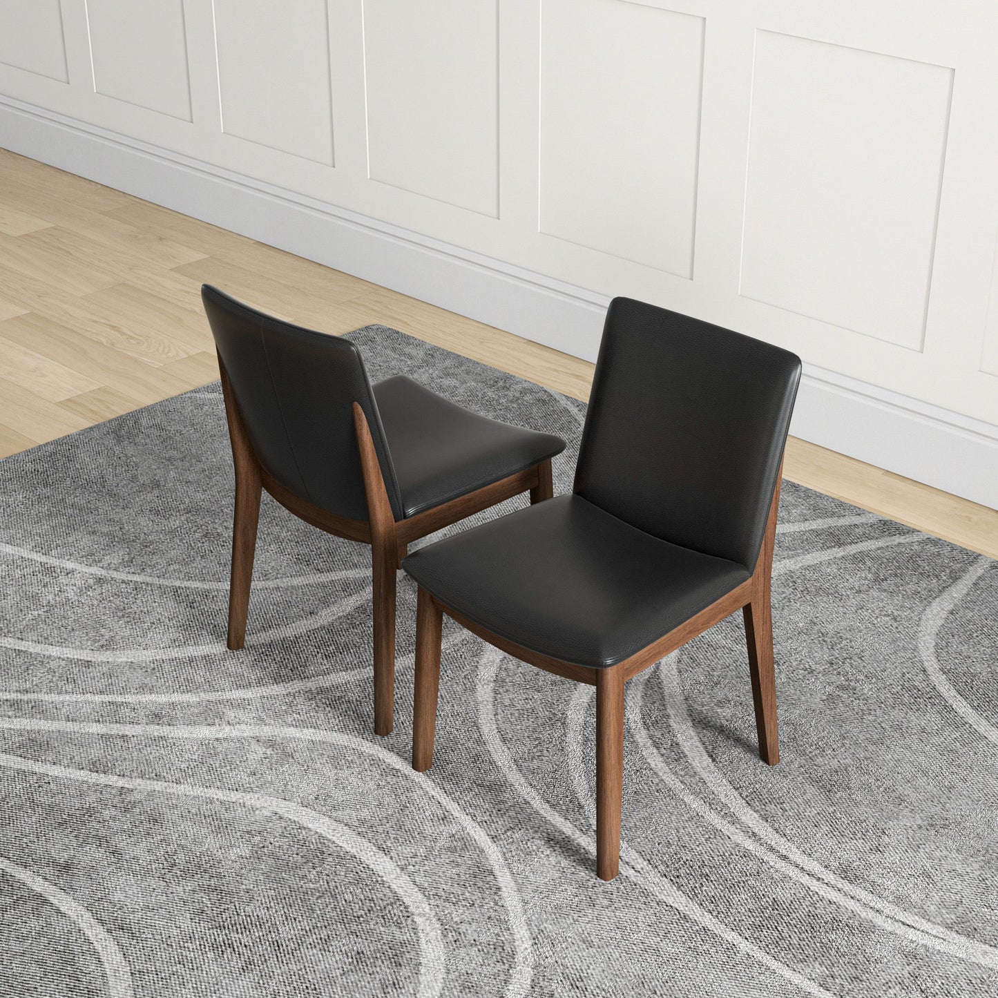 Laura - Mid-Century Modern Solid Wood Dining Chair (Set of 2) - Black