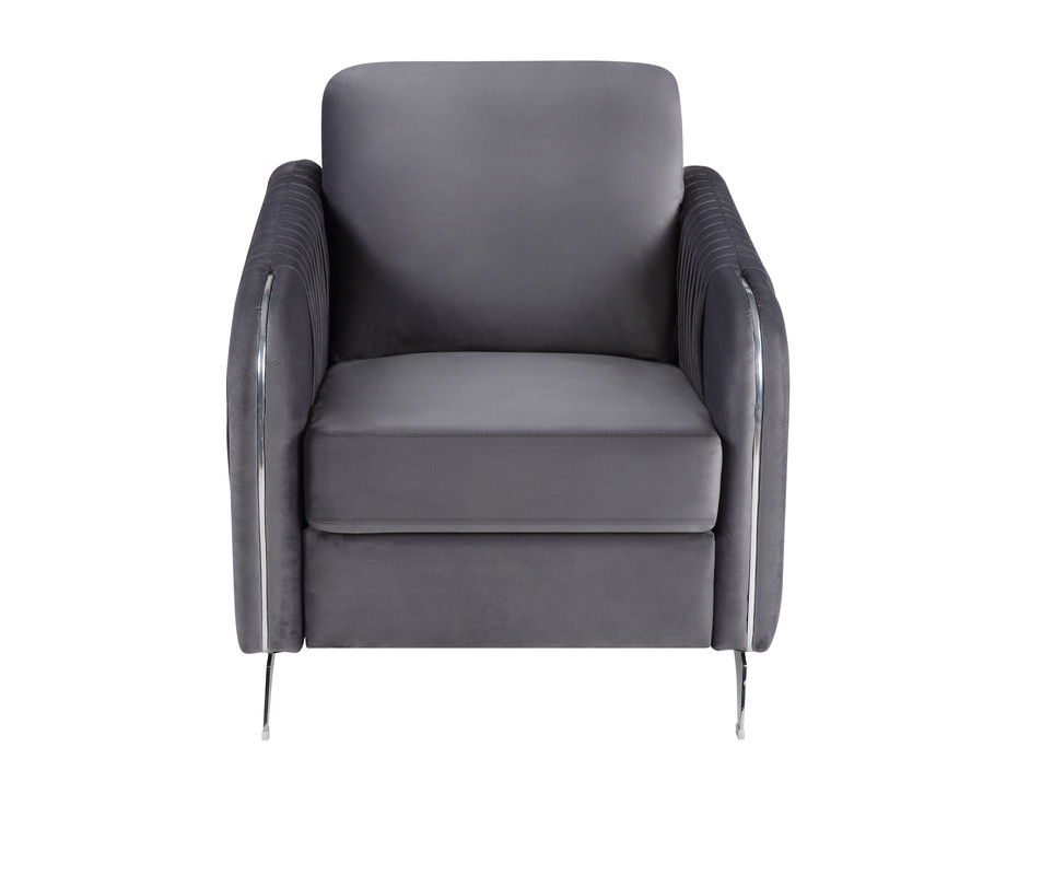 Hathaway - Velvet Modern Chic Accent Armchair - Gray