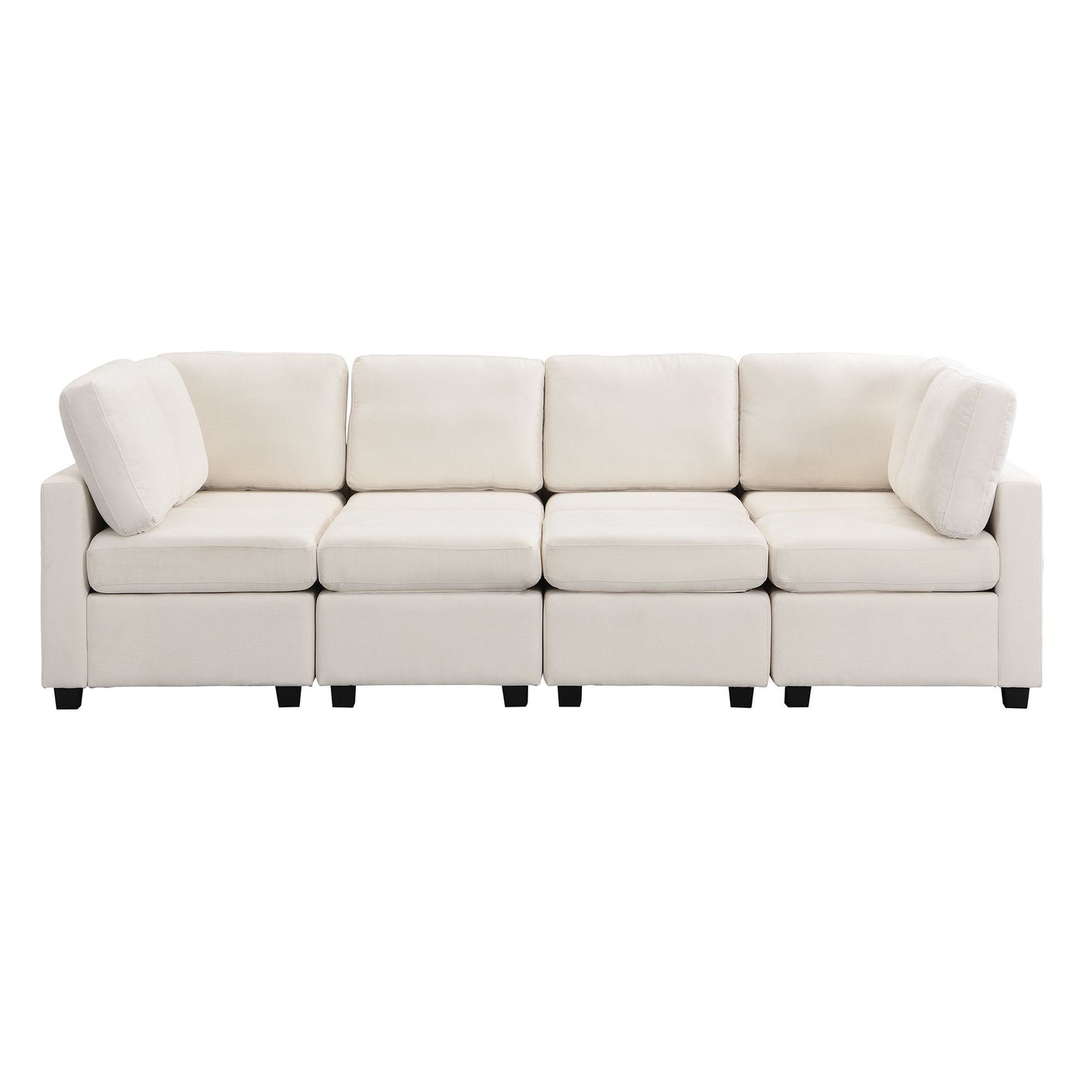 Sectional Sofa Couch Sofa Bed U-Shaped Sofa With Two Movable Ottoman And Three USB Ports For Living Room - Beige
