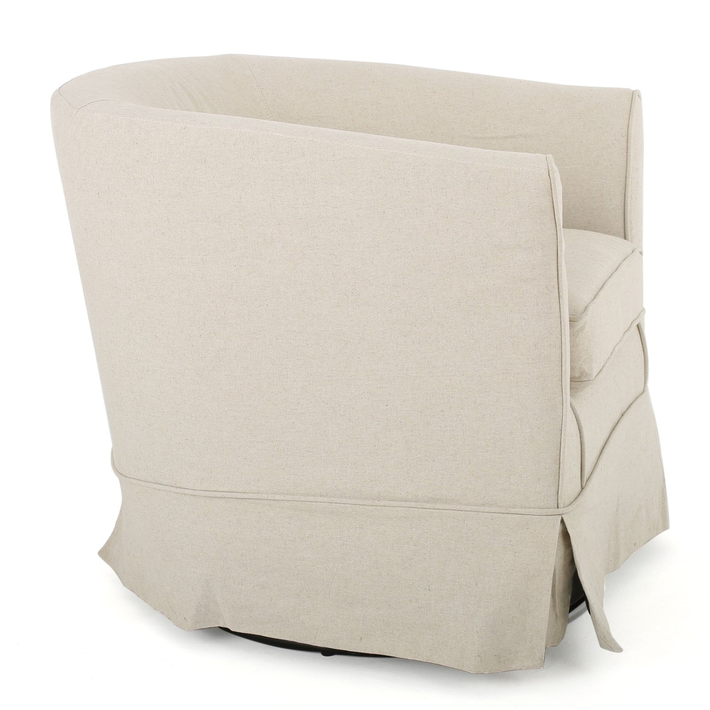 Glitter - Upholstered Swivel Chair With Loose Cover And Curved Back - Natural