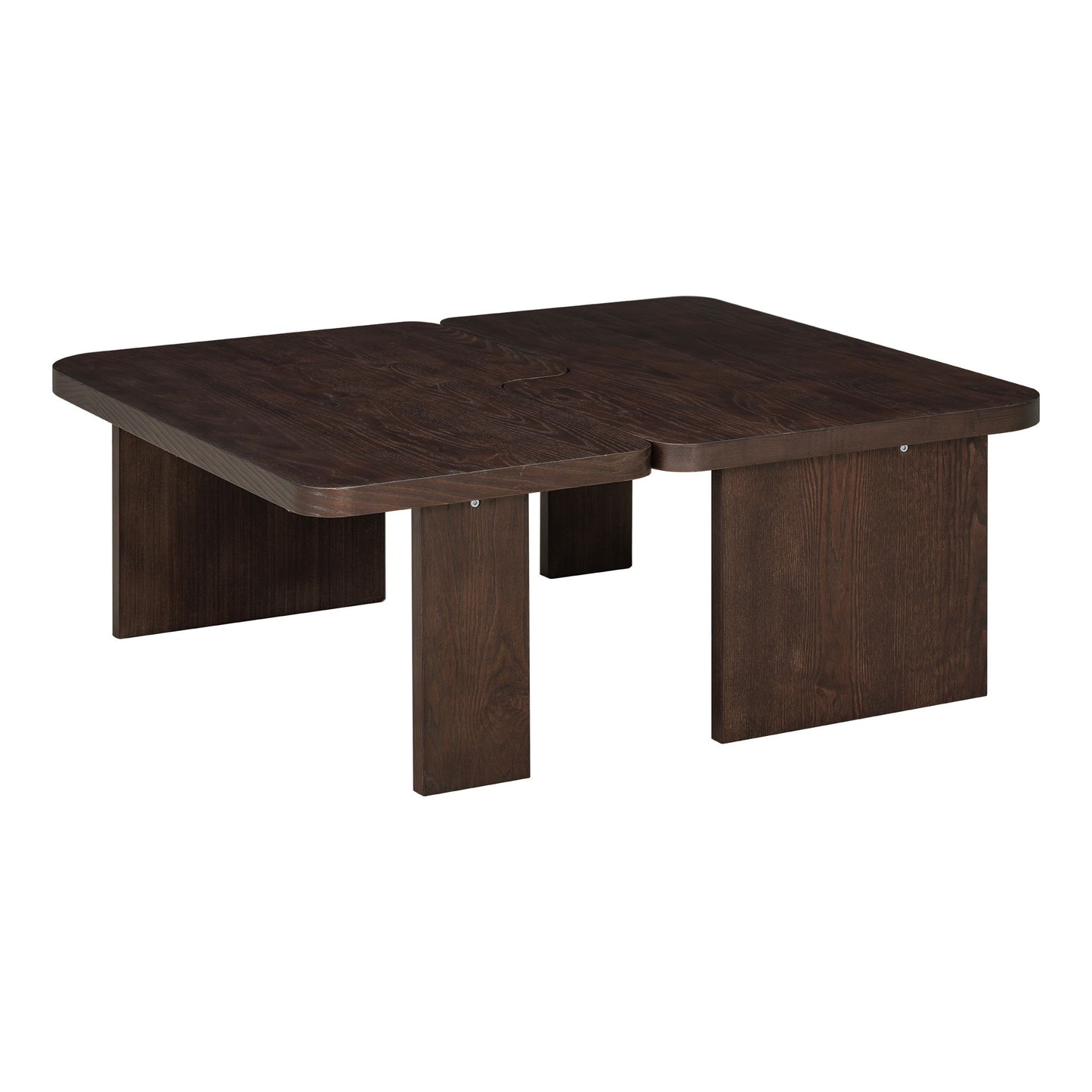 Modern Minimalist Coffee Table Set, Rectangle Coffee Table With Splicing Design, Multifunctional Combination Table For Living Room - Espresso