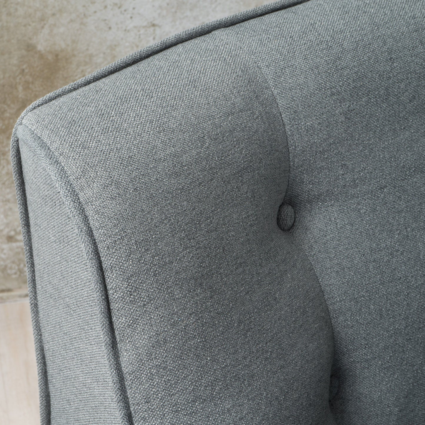 Modern Arm Chair With Tufted Back And Wooden Legs - Charcoal