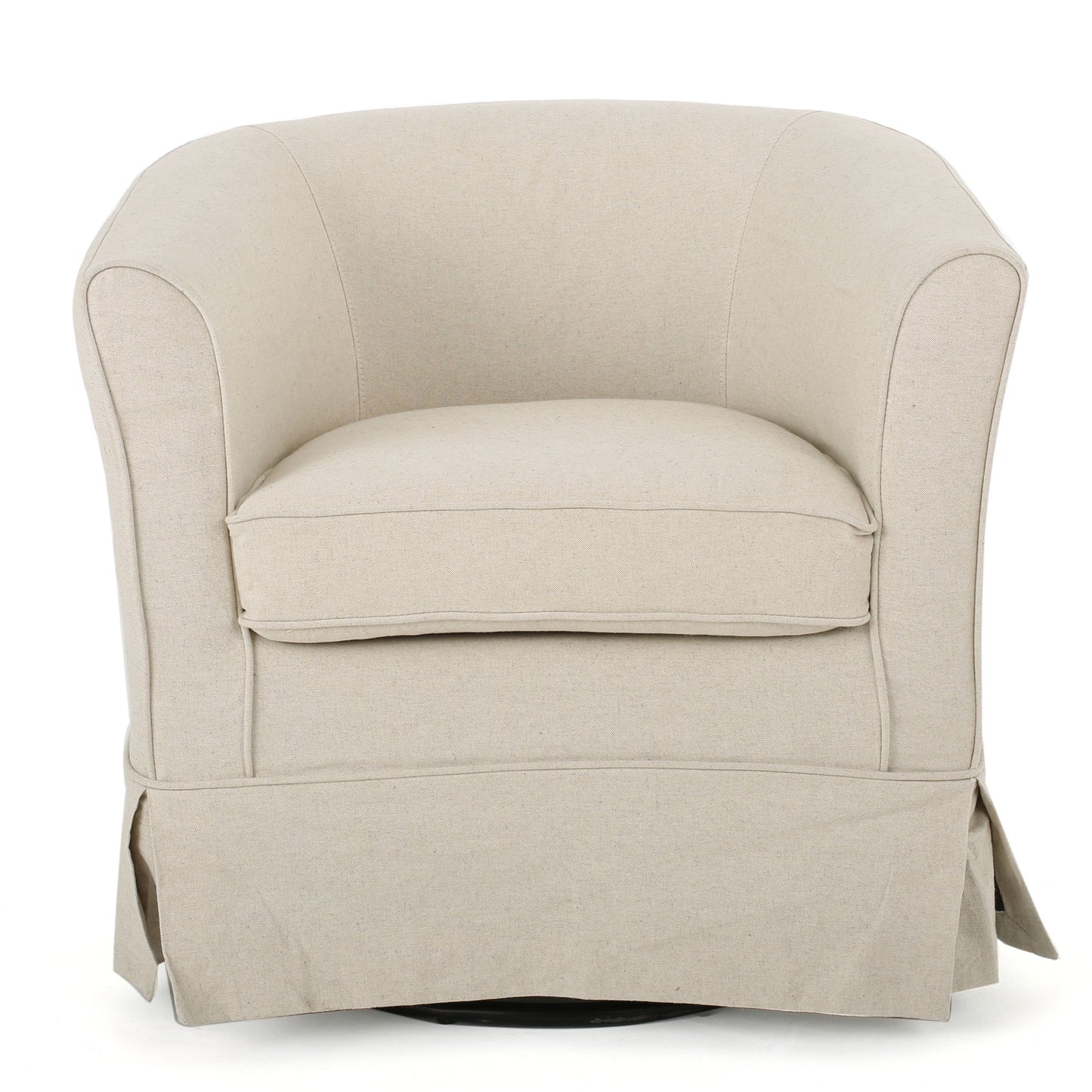 Glitter - Upholstered Swivel Chair With Loose Cover And Curved Back - Natural