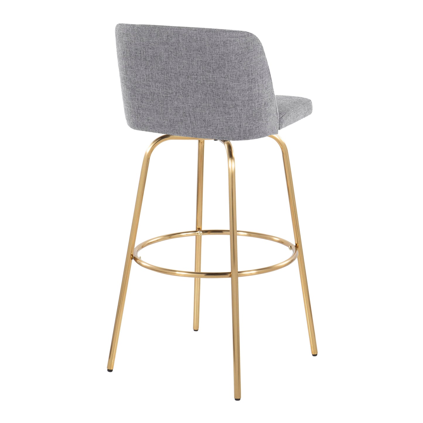 Toriano - Contemporary Fixed Height Barstool With Swivel And Round Footrest (Set of 2) - Gray / Gold