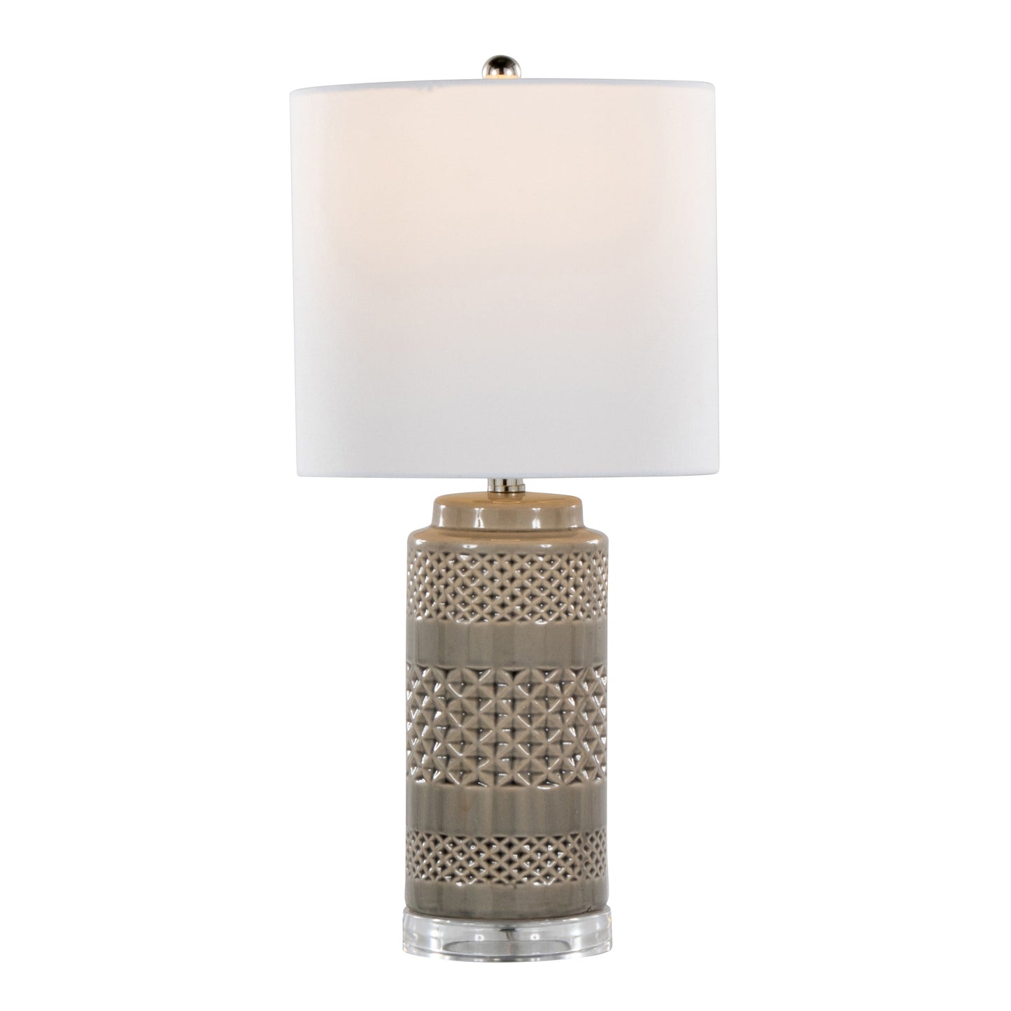 Casa - Contemporary Table Lamp (Set of 2) - Opal Gray / Polished Nickel / White