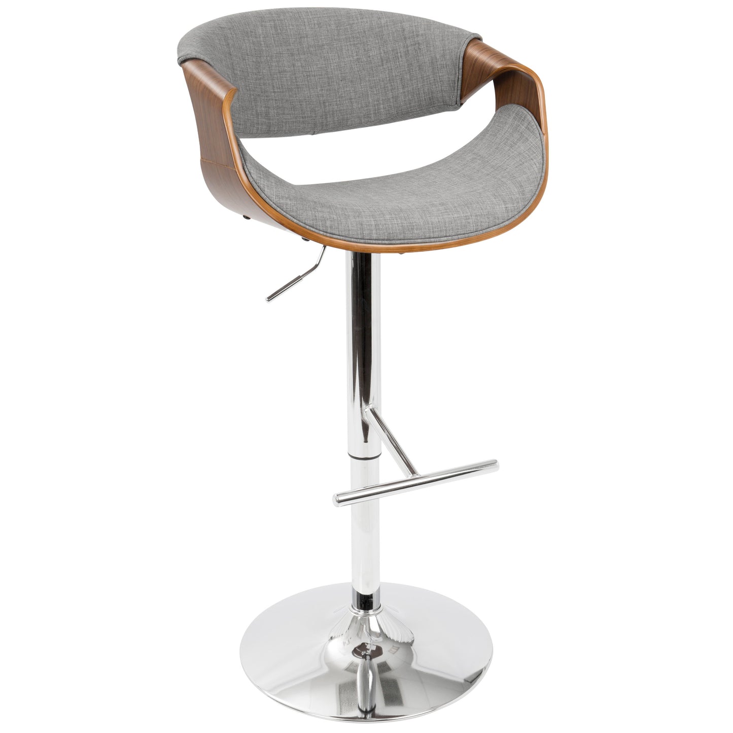 Curvo - Mid-Century Modern Adjustable Barstool With Swivel (Set of 2) - Gray