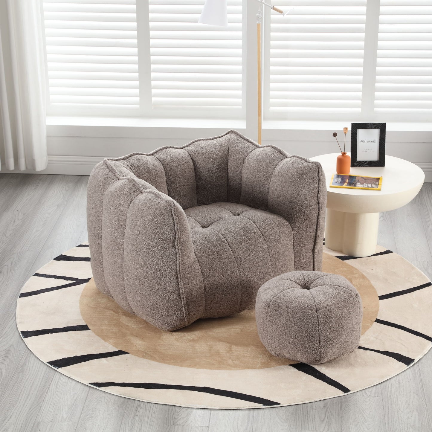 Soft Bean Bag Chair With High Resilient Foam (Chips) - Coffee