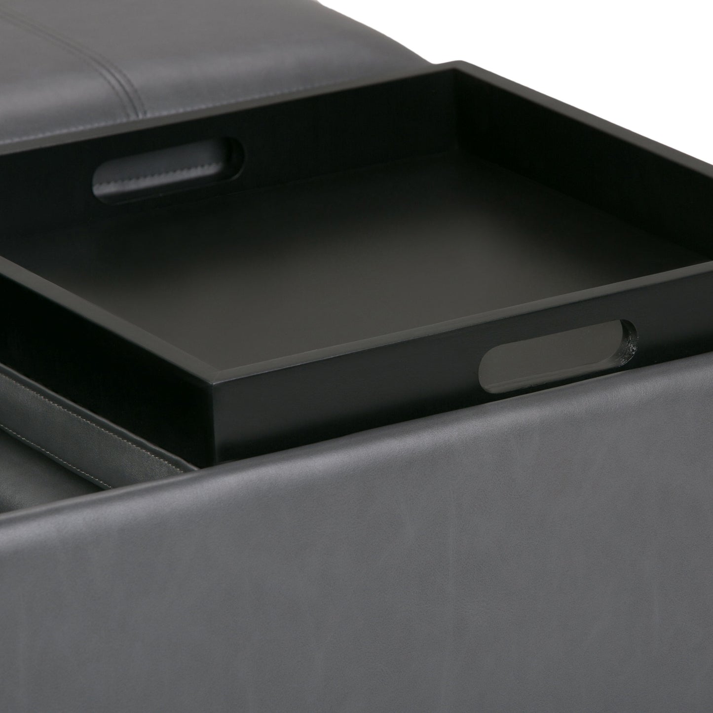 Avalon - Square Coffee Table Storage Ottoman - Stone Gray