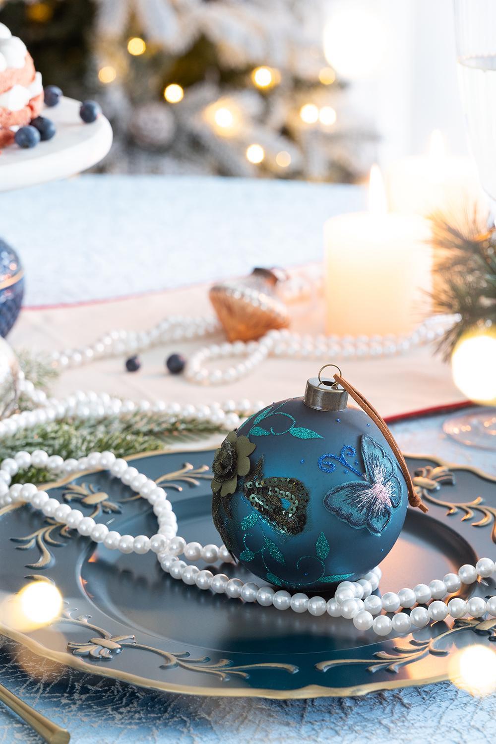Christmas Ball Ornaments, Glass Decorative Hanging Ball Christmas Tree Ornaments For Holiday Party Decorations (Set of 6) - Blue