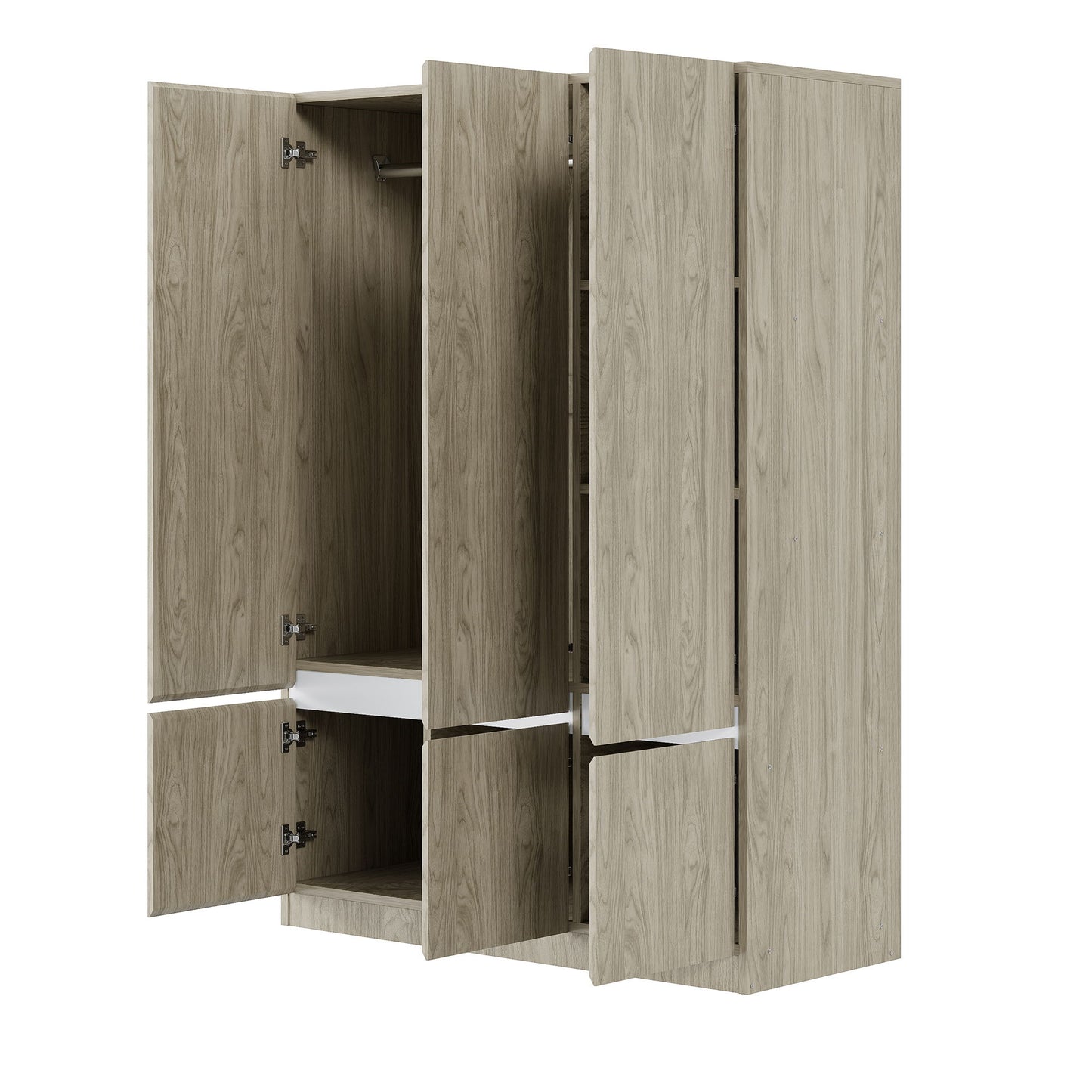 6 Doors Wardrobe Storage For Bedroom - Nature