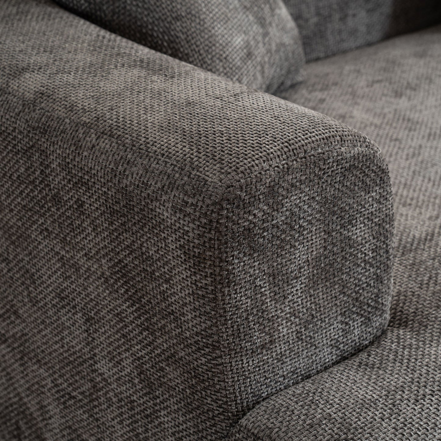 Modern Style Curved Sofa, Soft Cushioned Corduroy Sofa With 3 Pillows, Living Room Super Smooth Curved Fabric Sofa - Gray