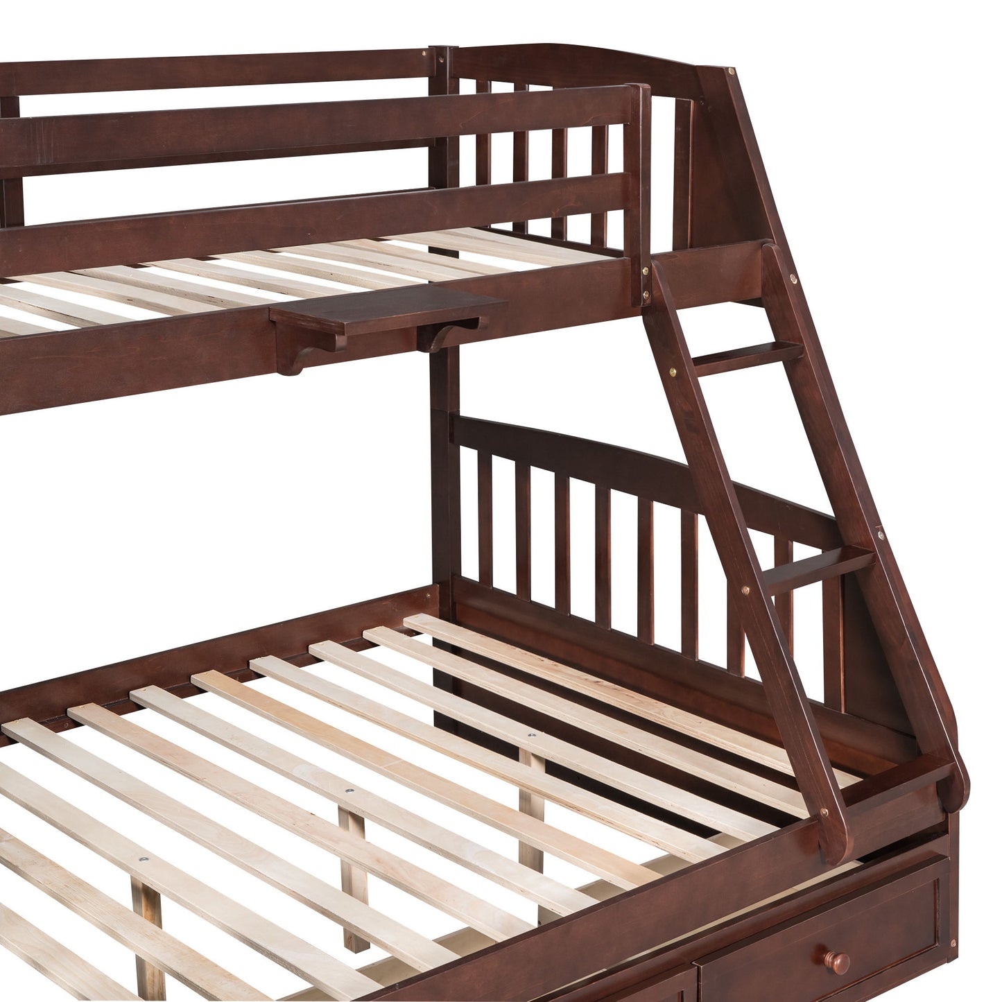 Twin Over Full Bunk Bed With Drawers, Ladder And Storage Staircase - Espresso