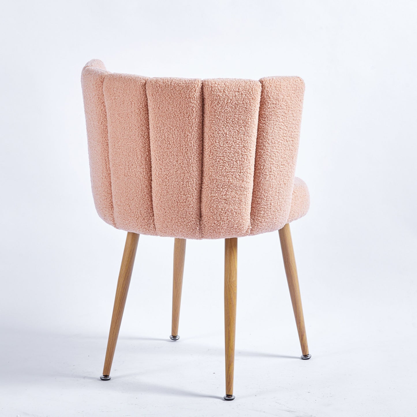 Modern Dining Chair (Set of 2) With Iron Tube Wood Color Legs, Shorthair Cushions And Comfortable Backrest, Suitable For Dining Room, Living Room, Cafe, Simple Structure - Light Beige