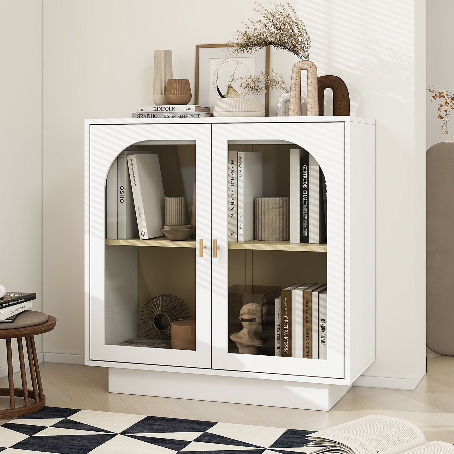 Storage Cabinet With Door For Living Room, Dining Room, Study - White