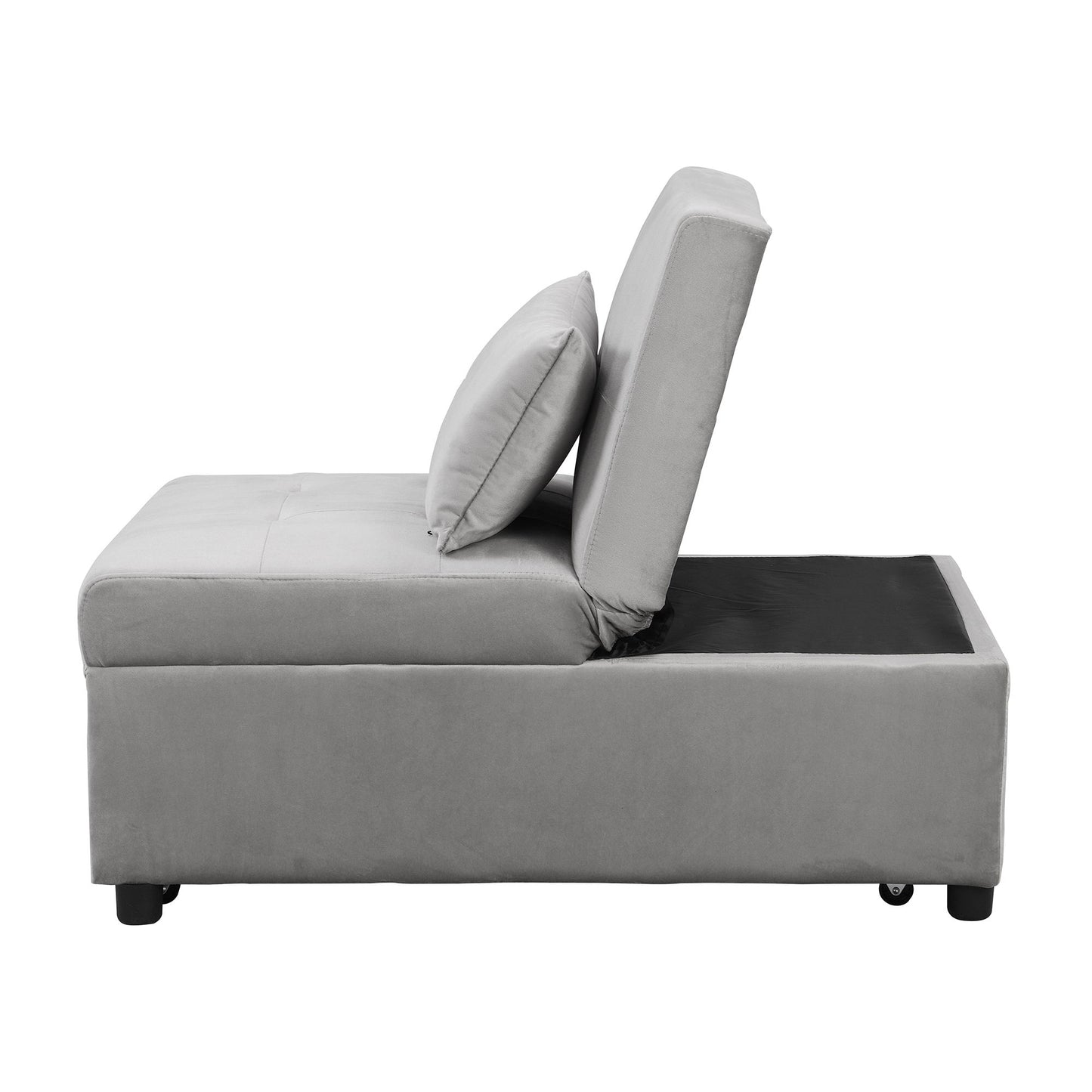 Stylish Folding Ottoman Sofa Bed With Multifunctional Design - Gray