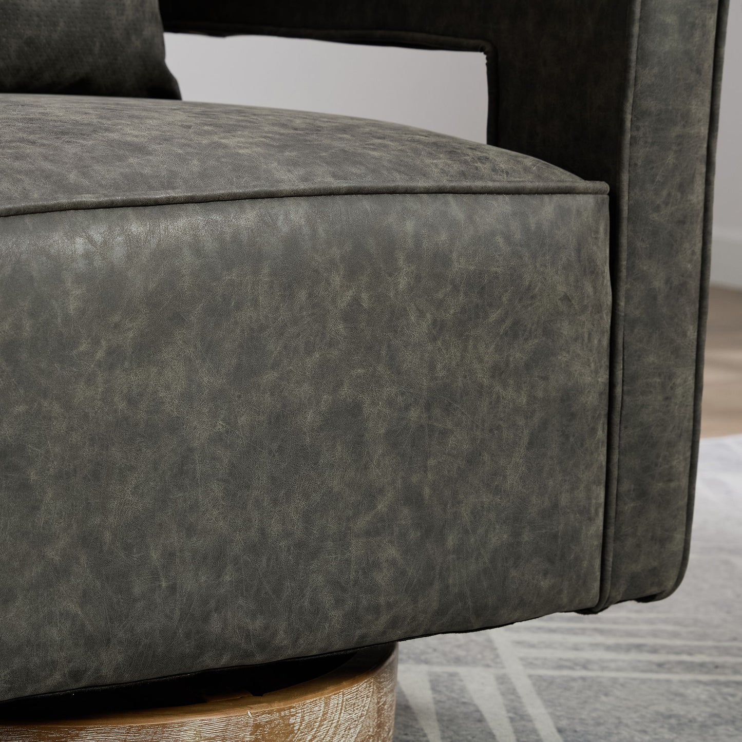 Swivel Accent Open Back Barrel Chair Modern Comfy Sofa Chair With Weathered Base For Living Room, Club Chair Leisure Arm Chair For Lounge - Gray