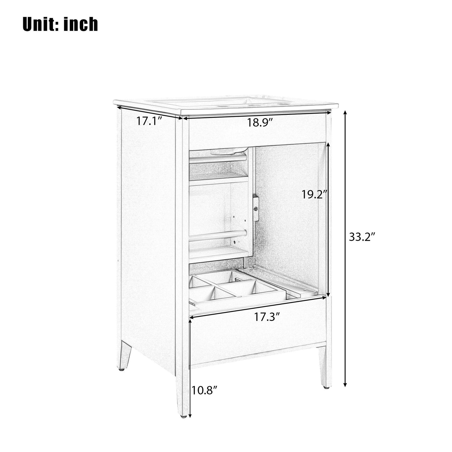 Modern 20.3" Bathroom Vanity With Sink And Functional Storage - Gray