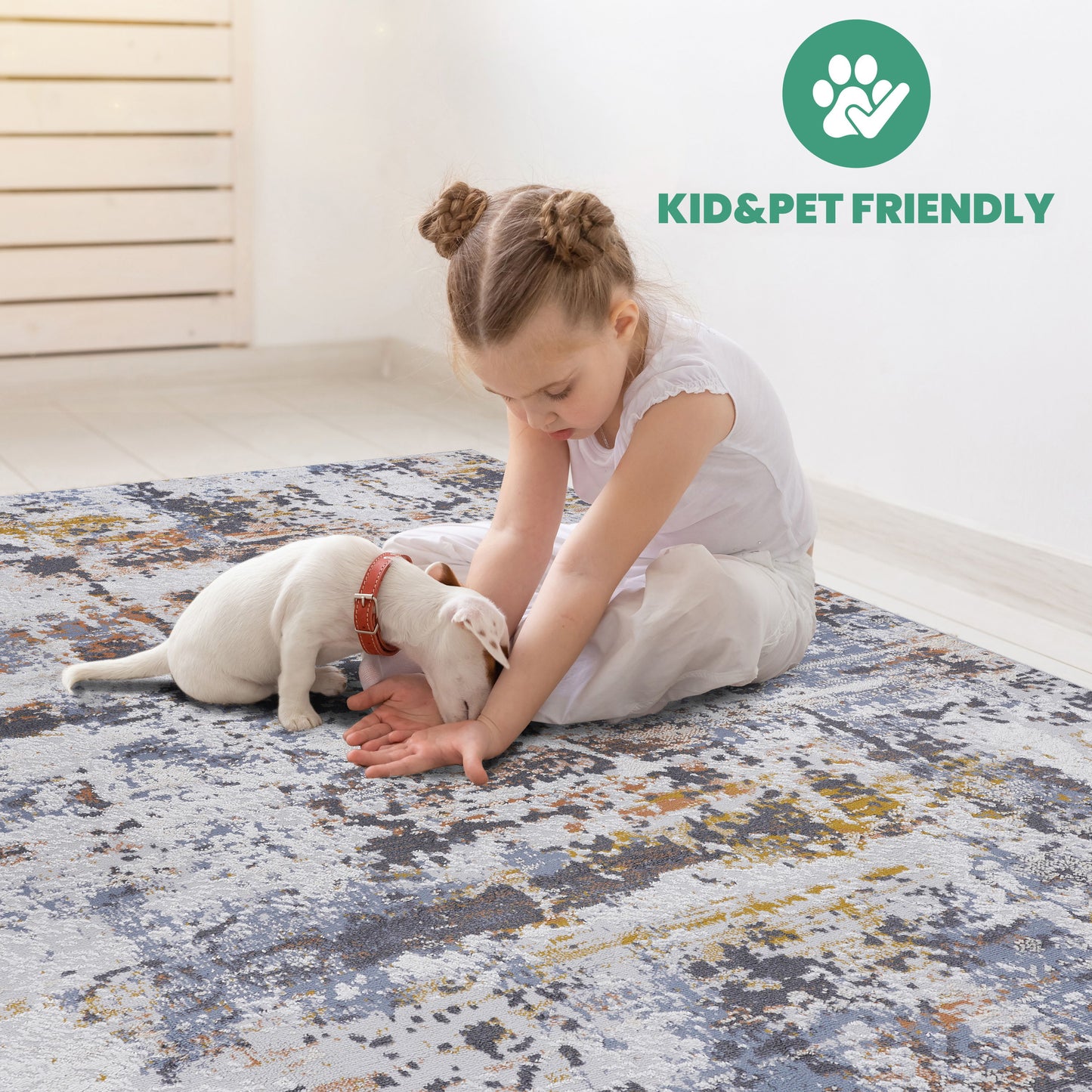 Payas - 2' X 3' Abstract Area Rug - Ivory / Blue